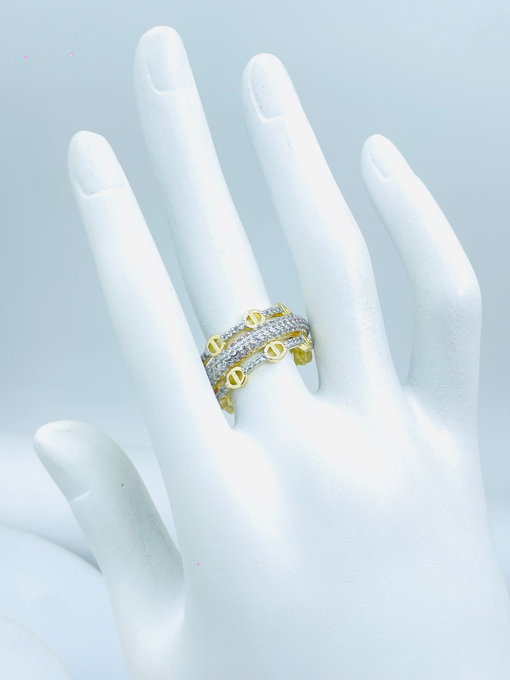 Elegant Gold and Silver MultiLayered Ring
