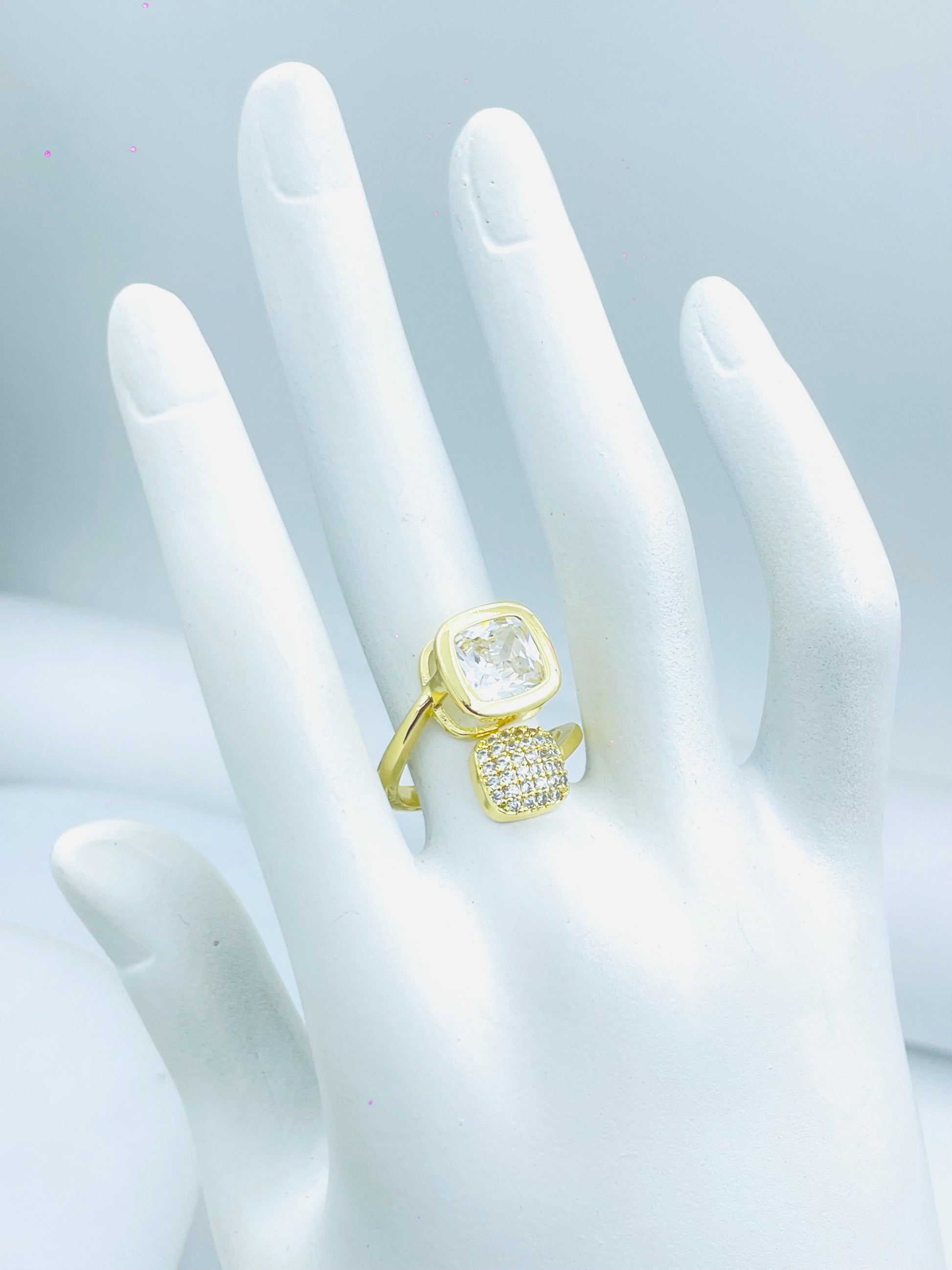 Elegant Gold Diamond Square Ring  Perfect Gift