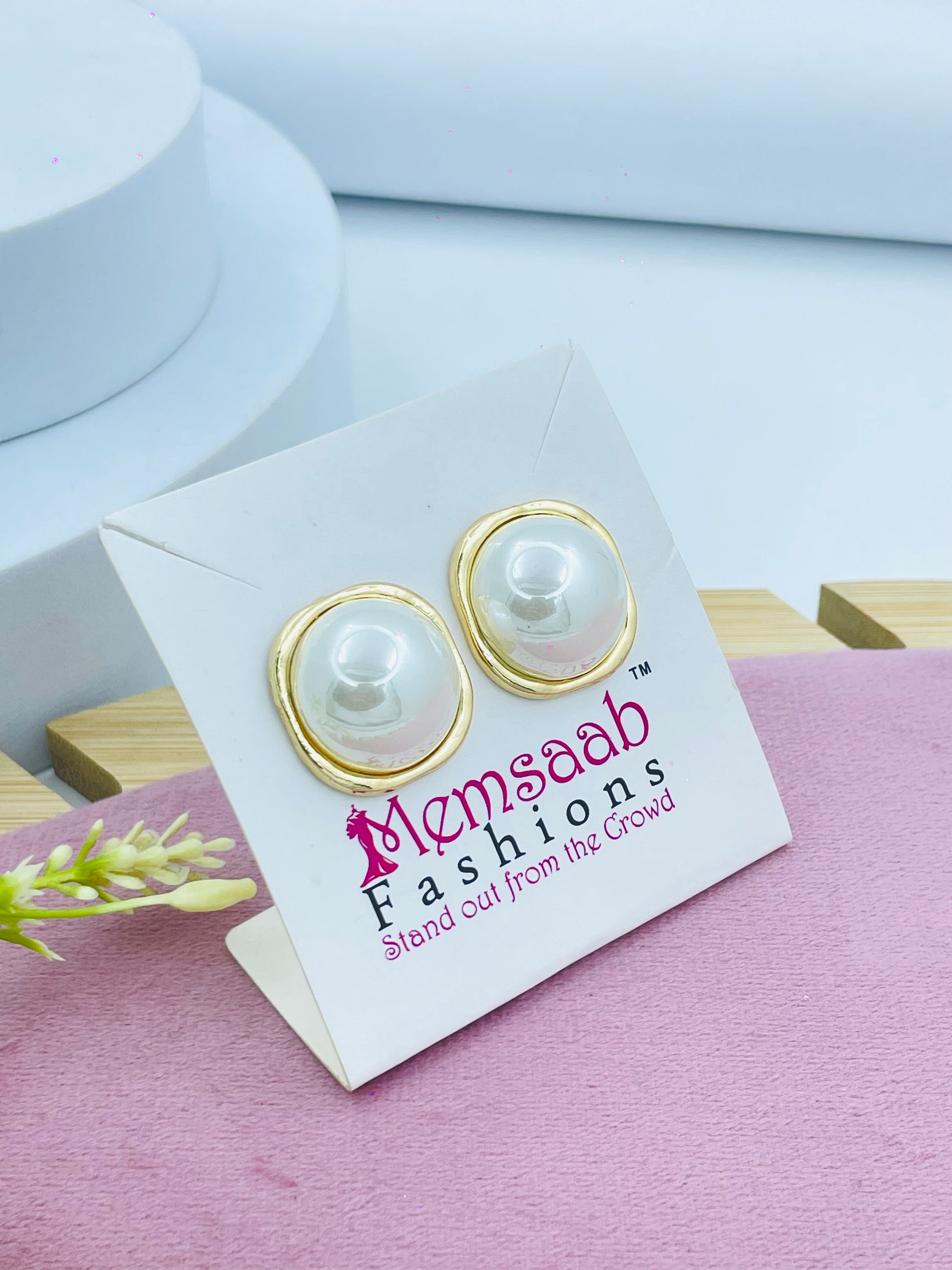 Elegant Gold Pearl Earrings