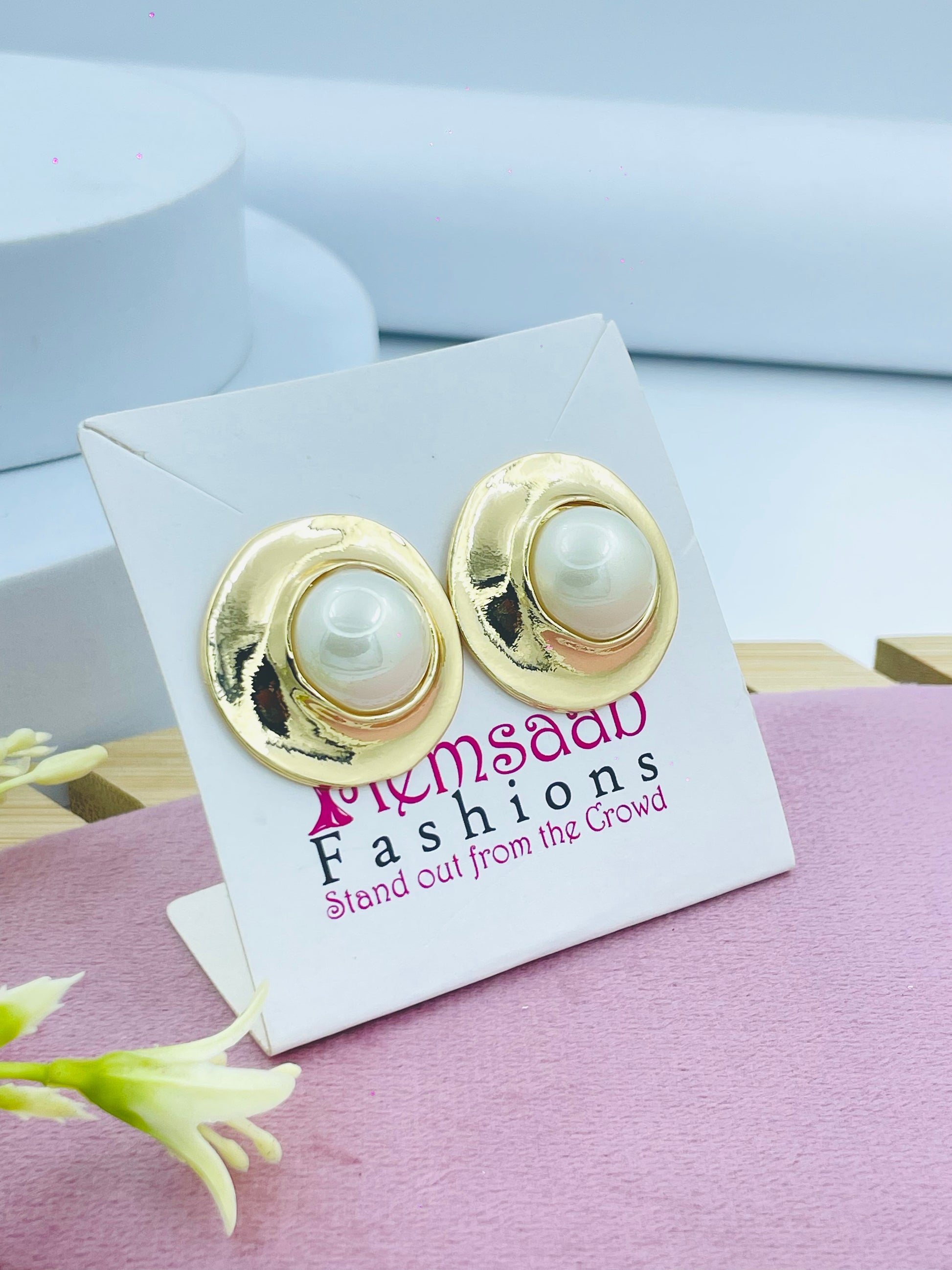 Elegant Gold and Pearl Stud Earrings  Stylish Jewelry