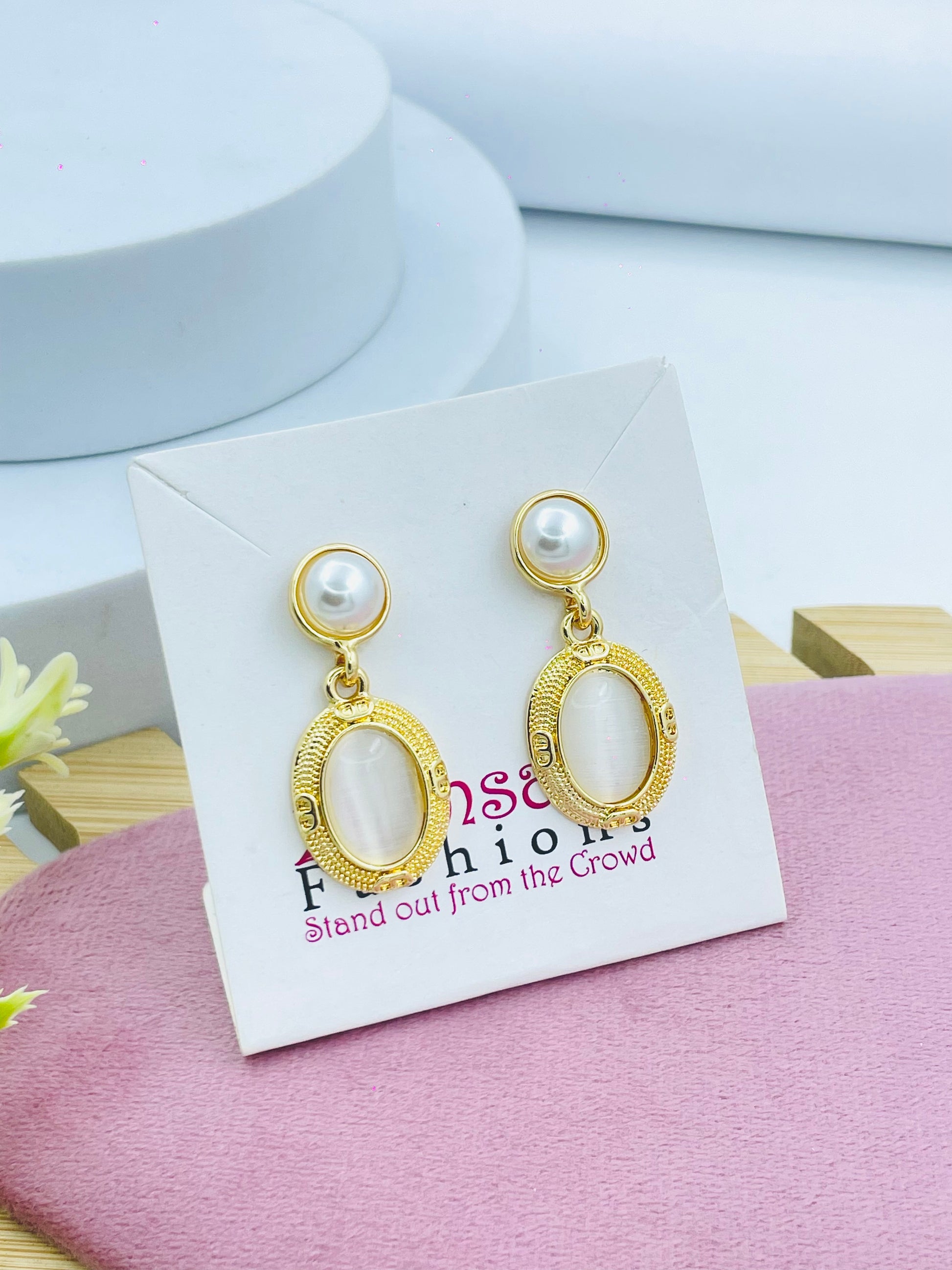 Elegant Pearl and Gold Circular Earrings  Standout Fashion