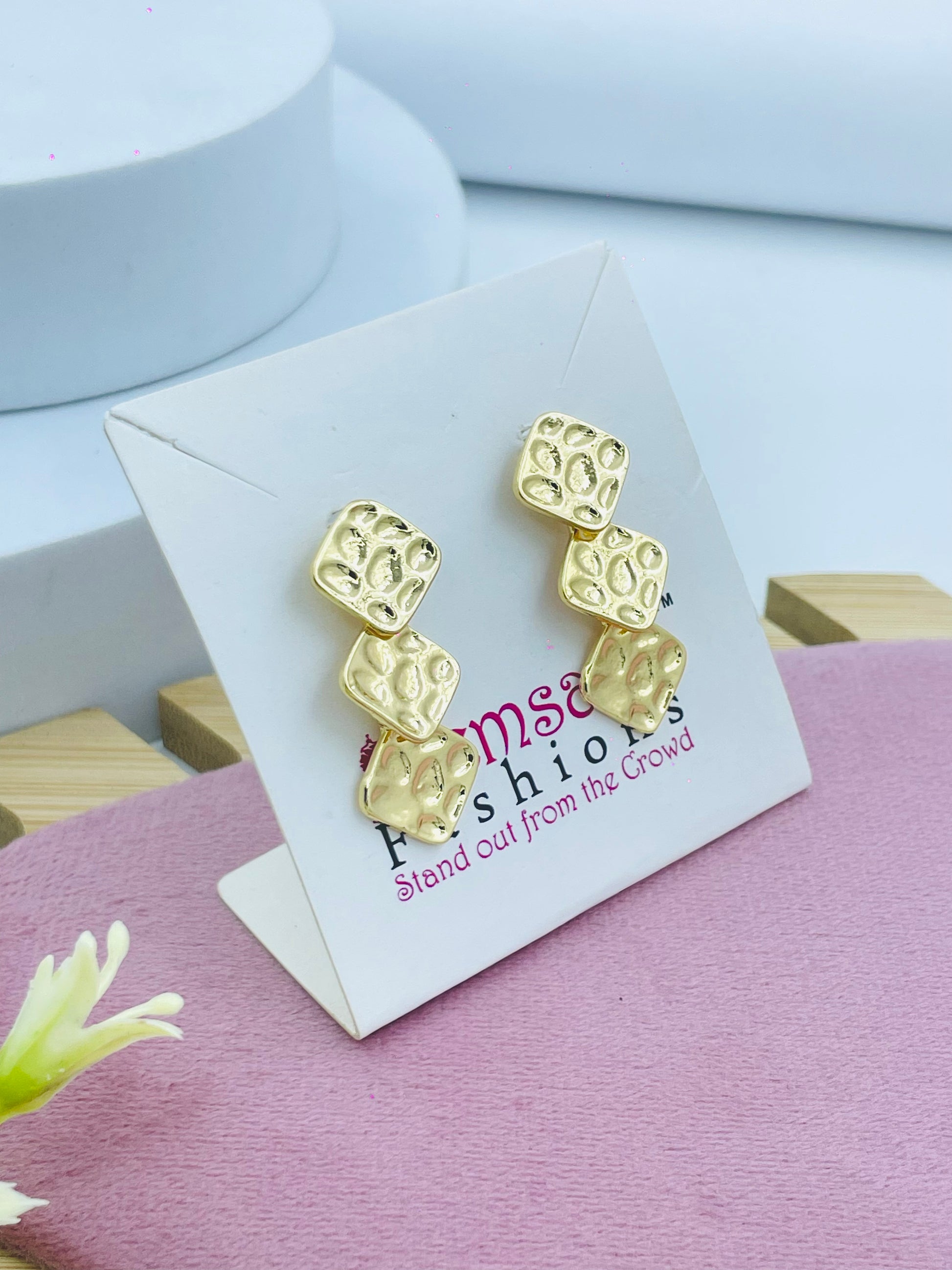 Stylish Gold Geometric Earrings  Stand Out Fashion