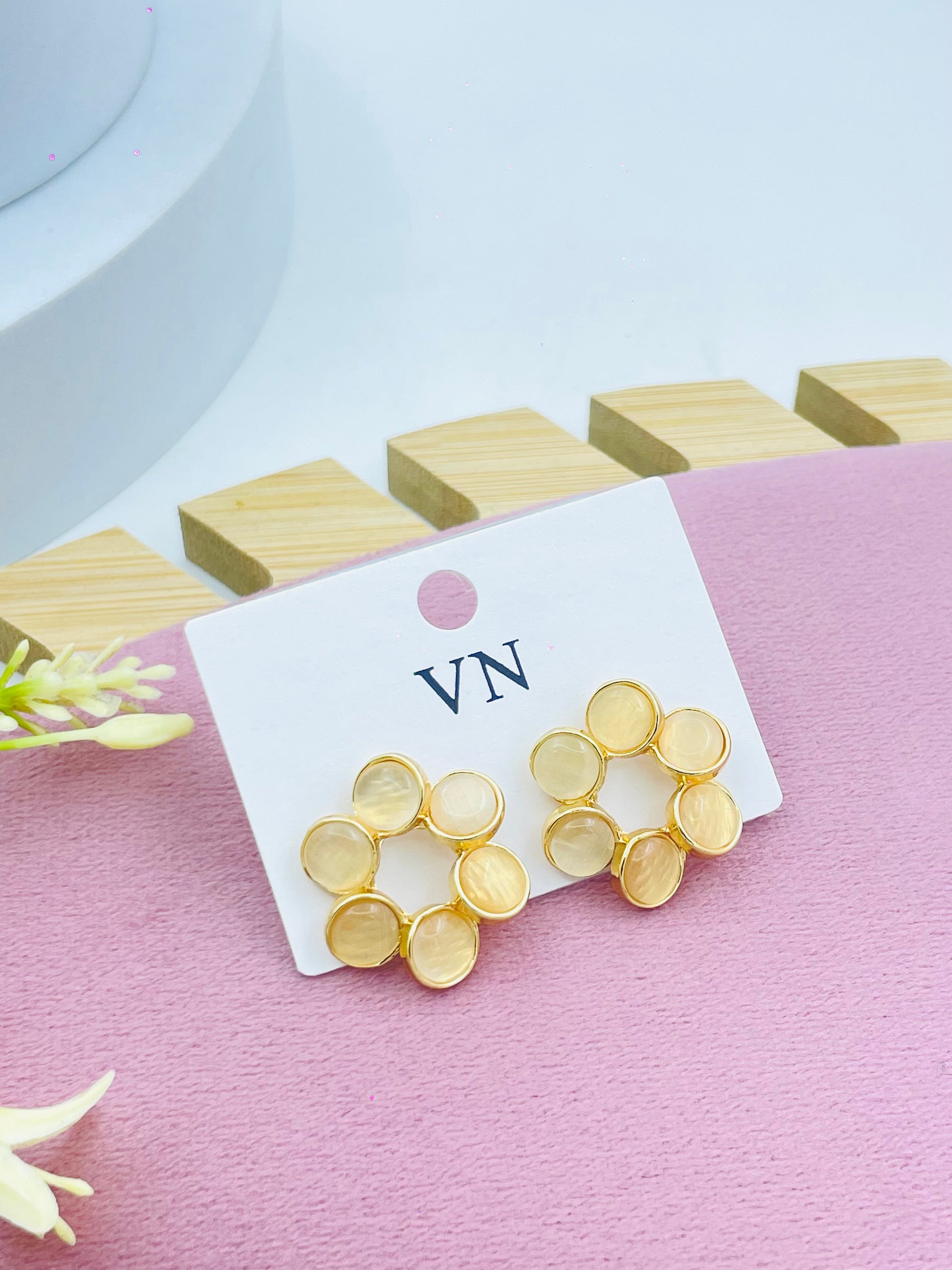 Elegant Gold Flower Stud Earrings