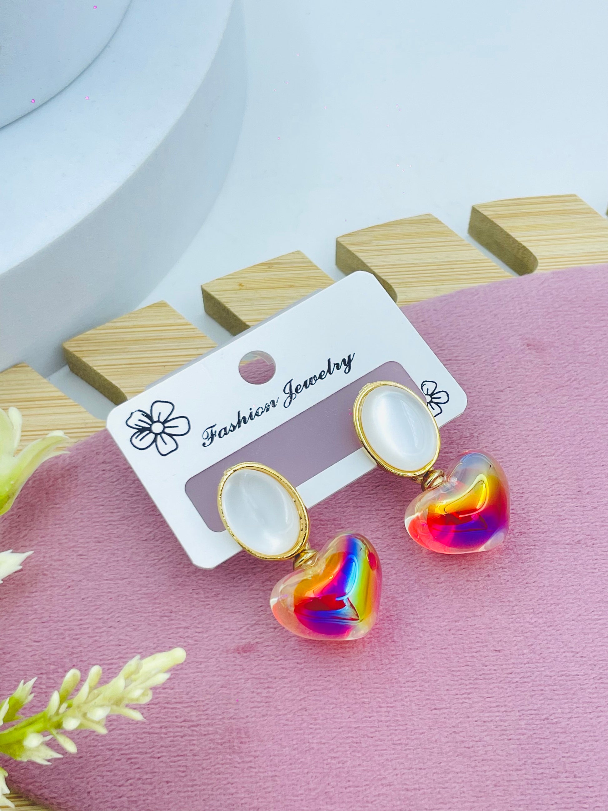 Colorful Heart Dangle Earrings