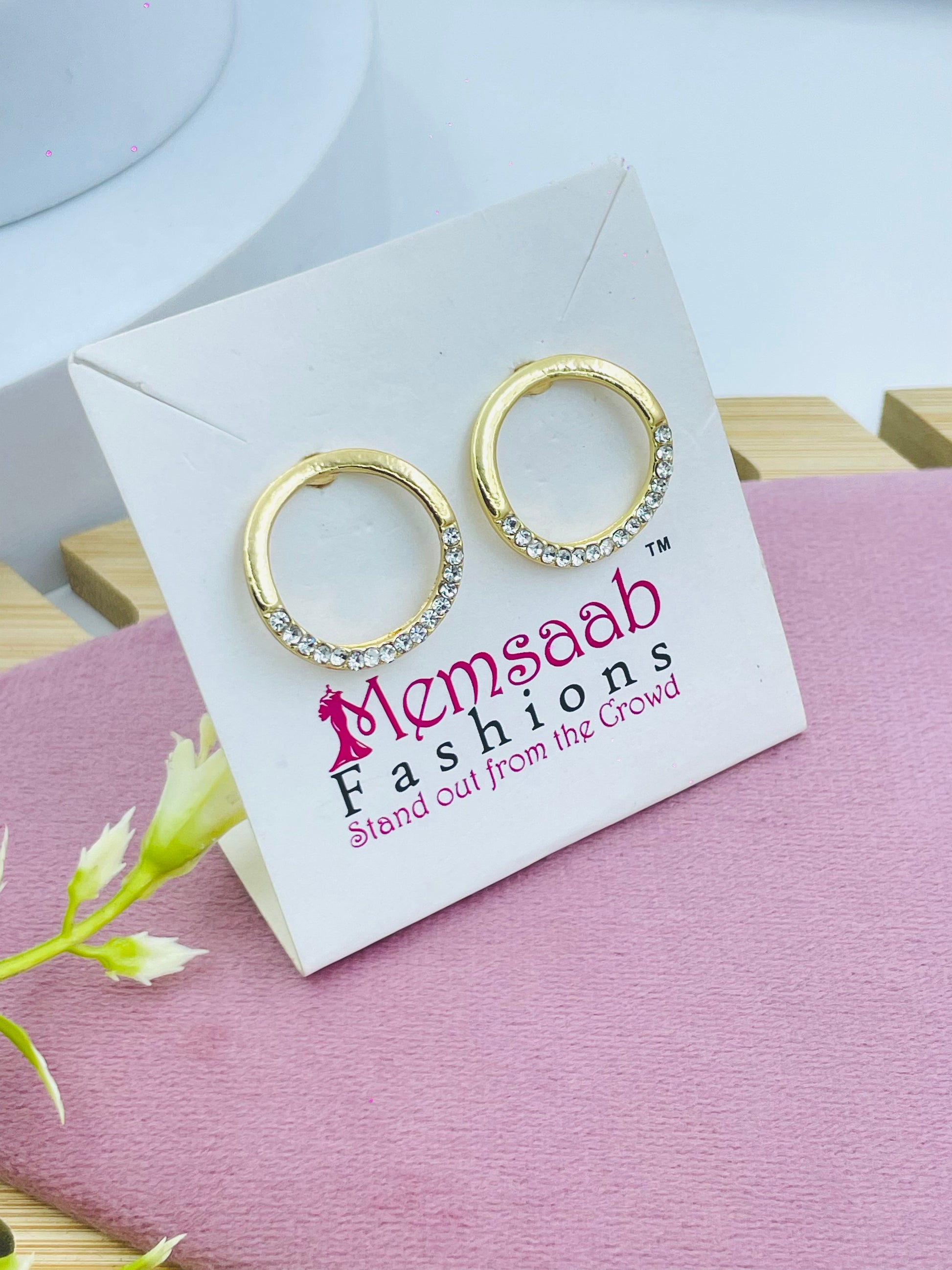 Elegant Gold Hoop Earrings with Crystals