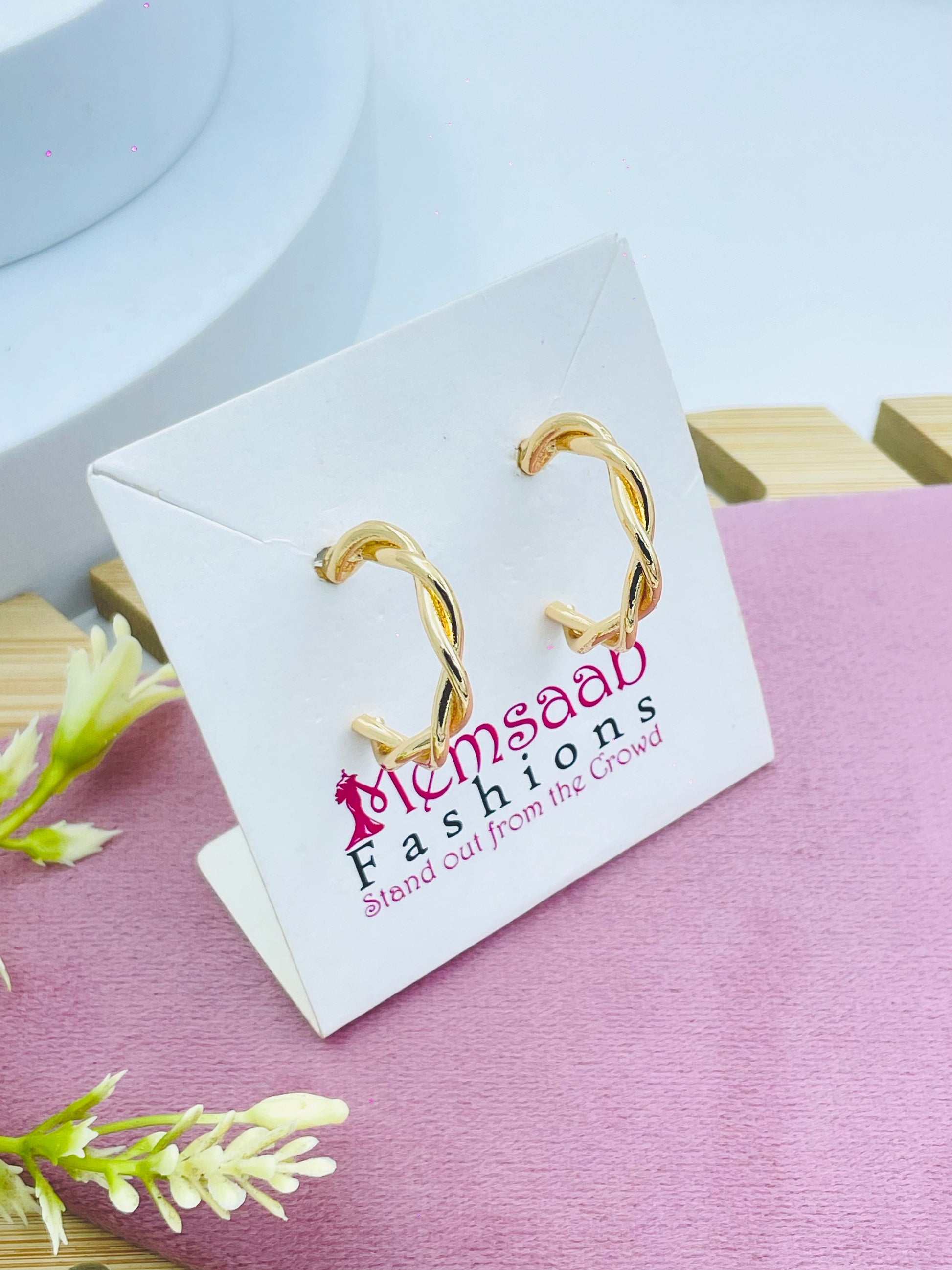 Elegant Twisted Gold Hoop Earrings