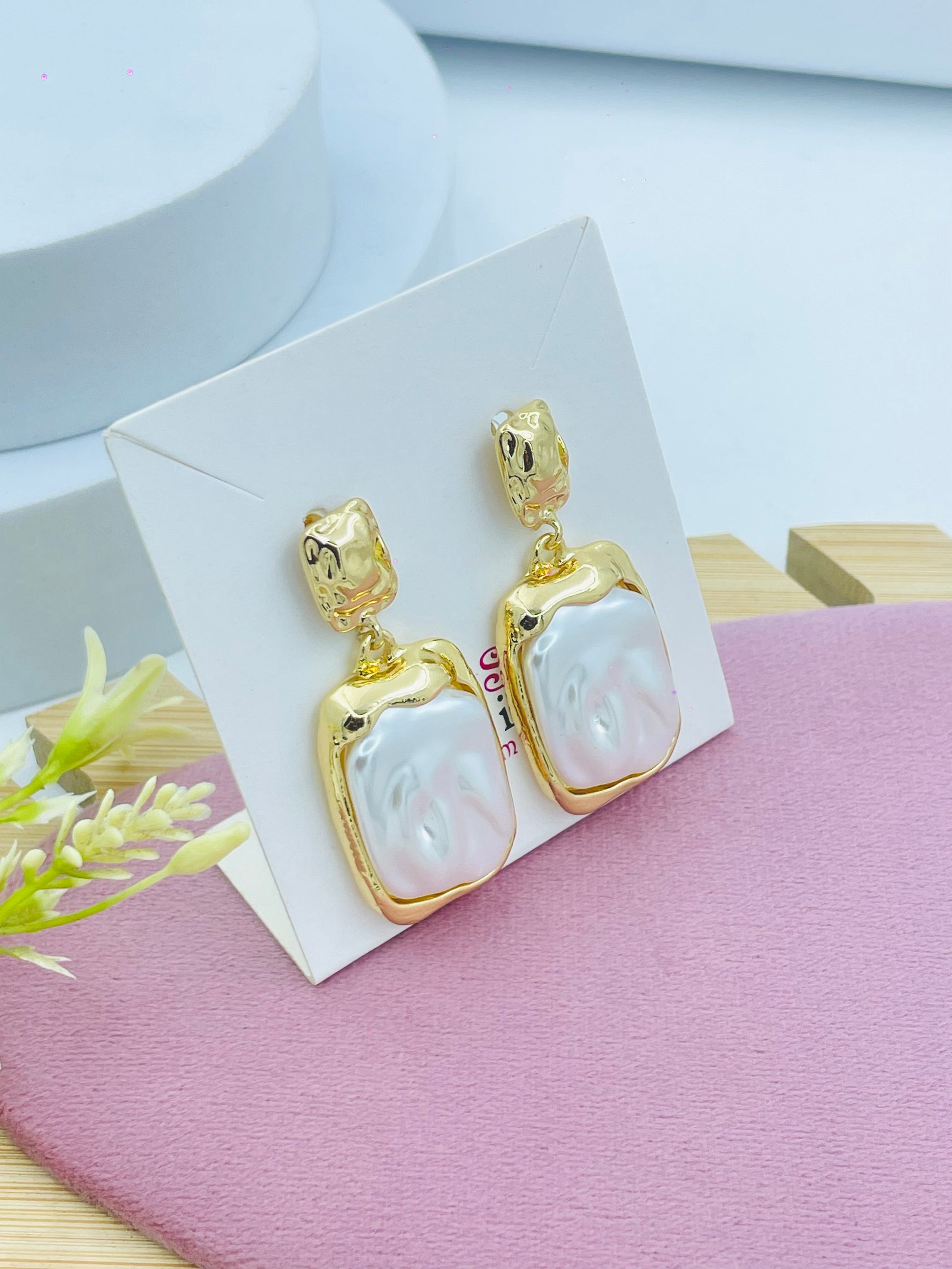 Elegant GoldPlated Pearl Drop Earrings