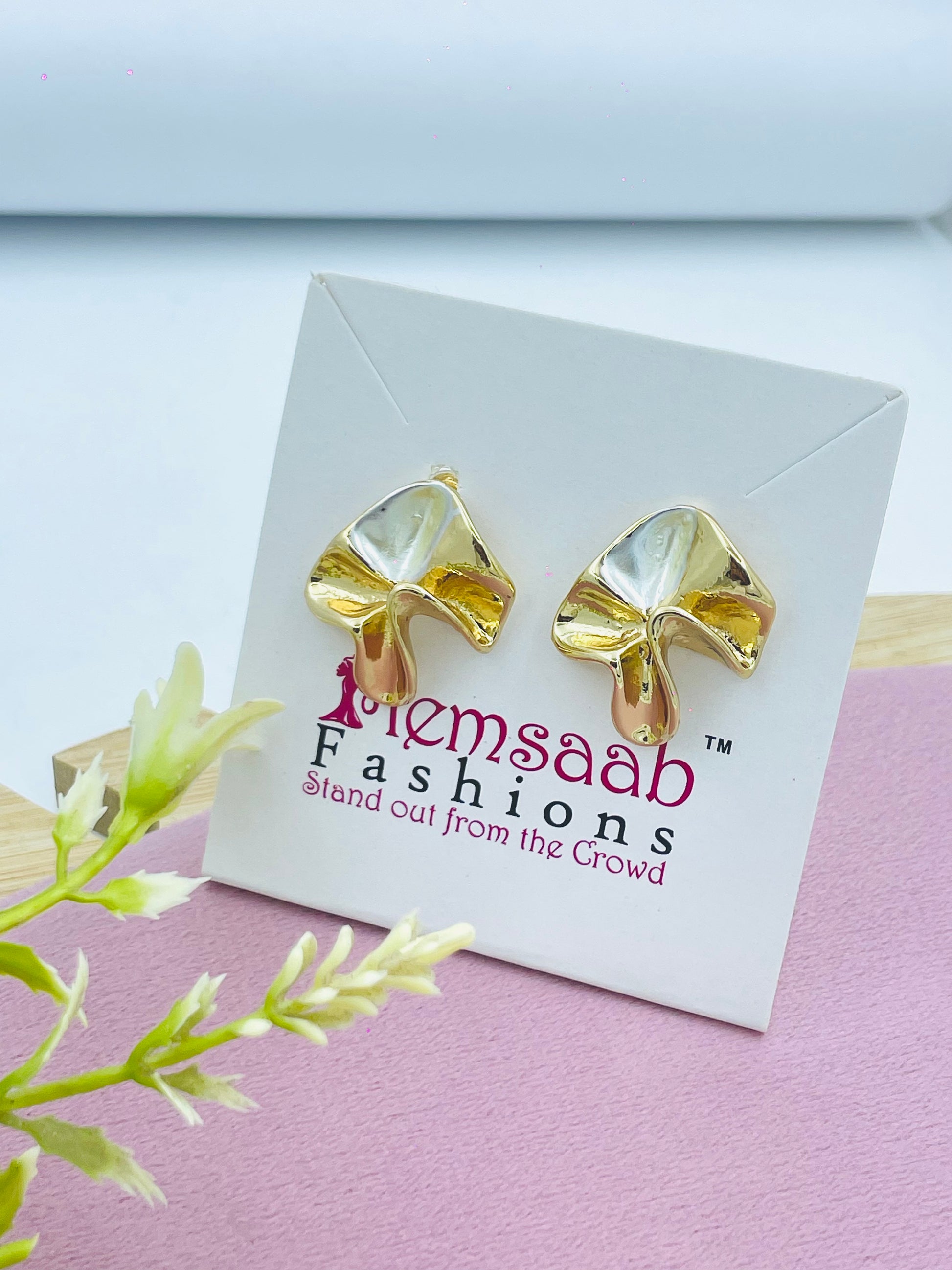 Trendy Gold and Silver Mushroom Earrings