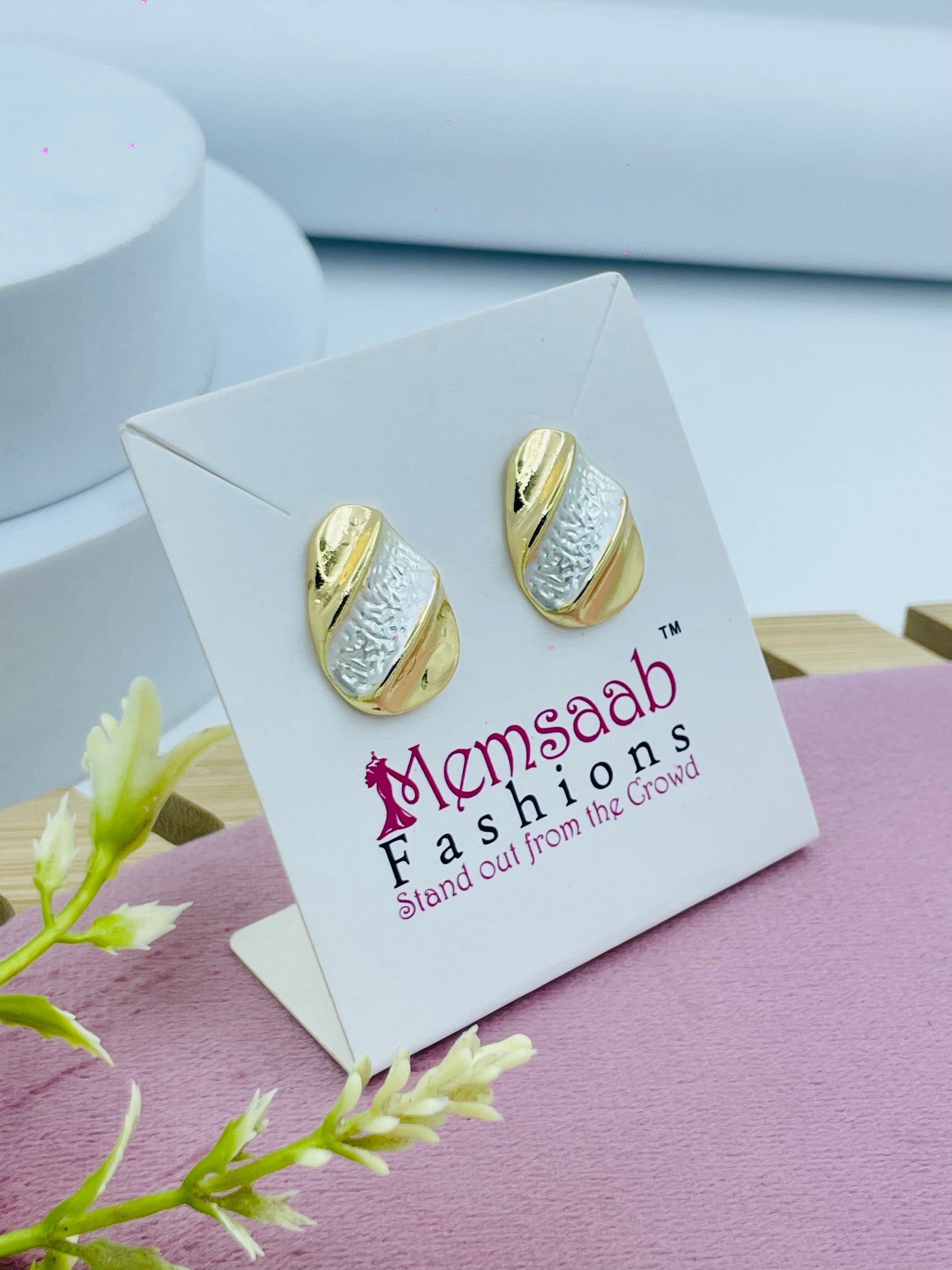 Gold and Silver Textured Earrings