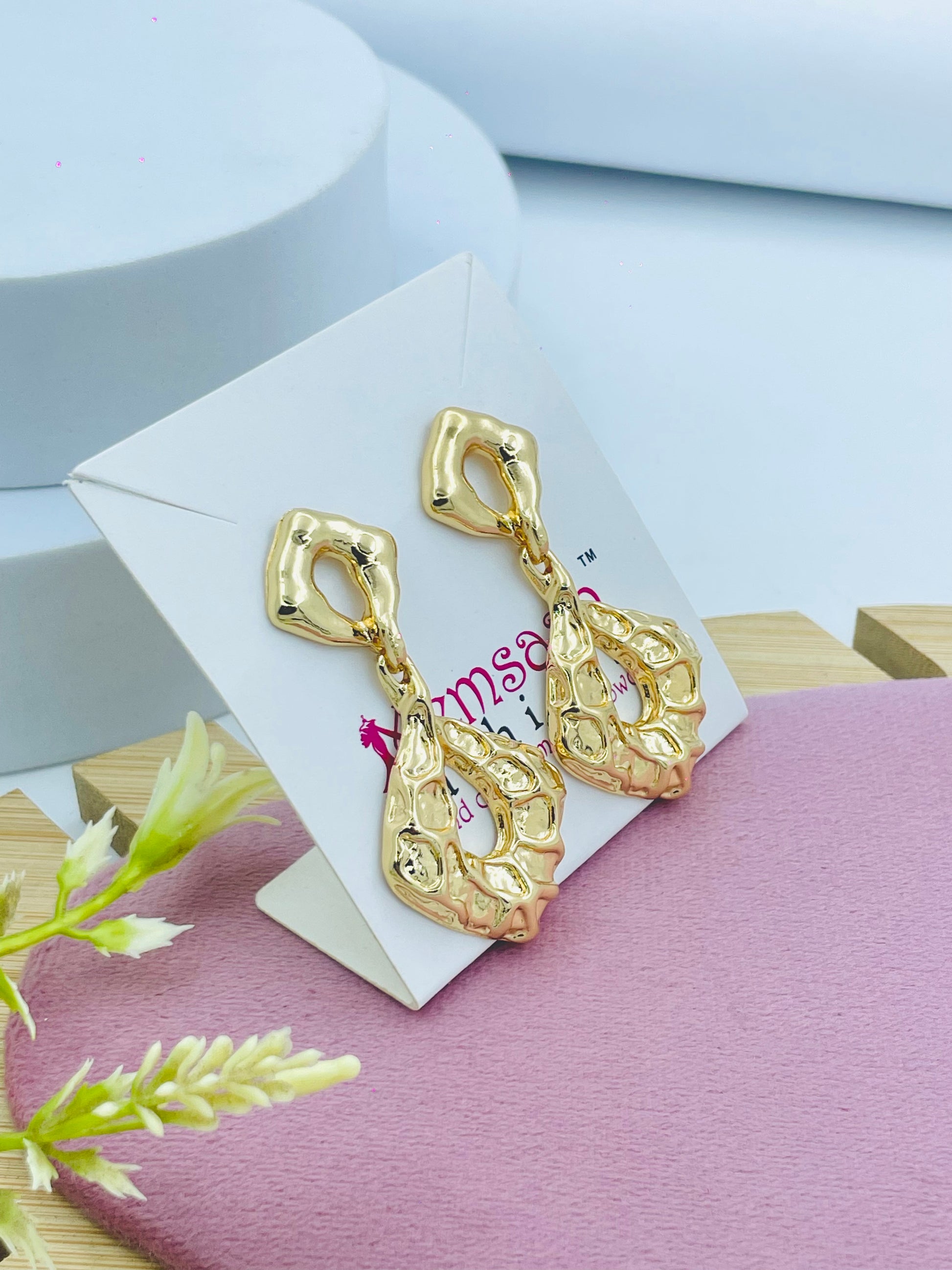 Elegant Gold Plated Dangle Earrings
