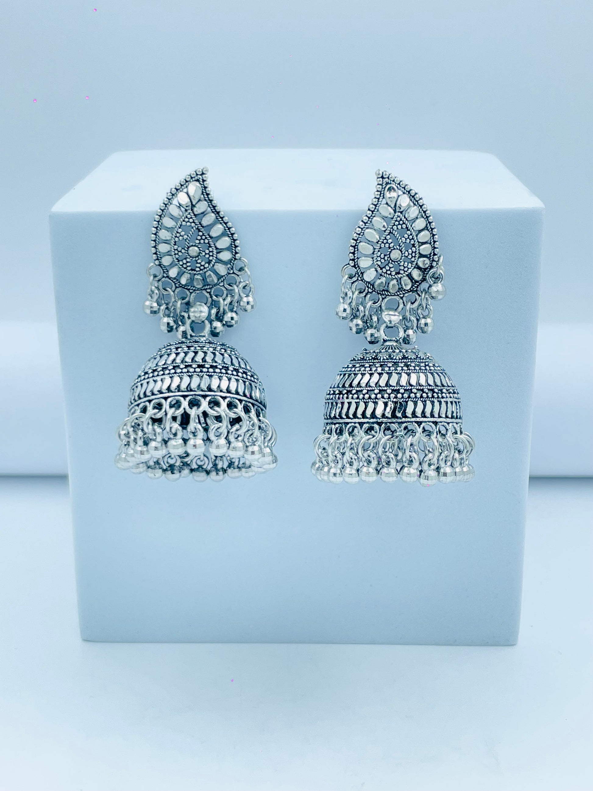 Antique Silver Jhumka Earrings  Traditional Elegance