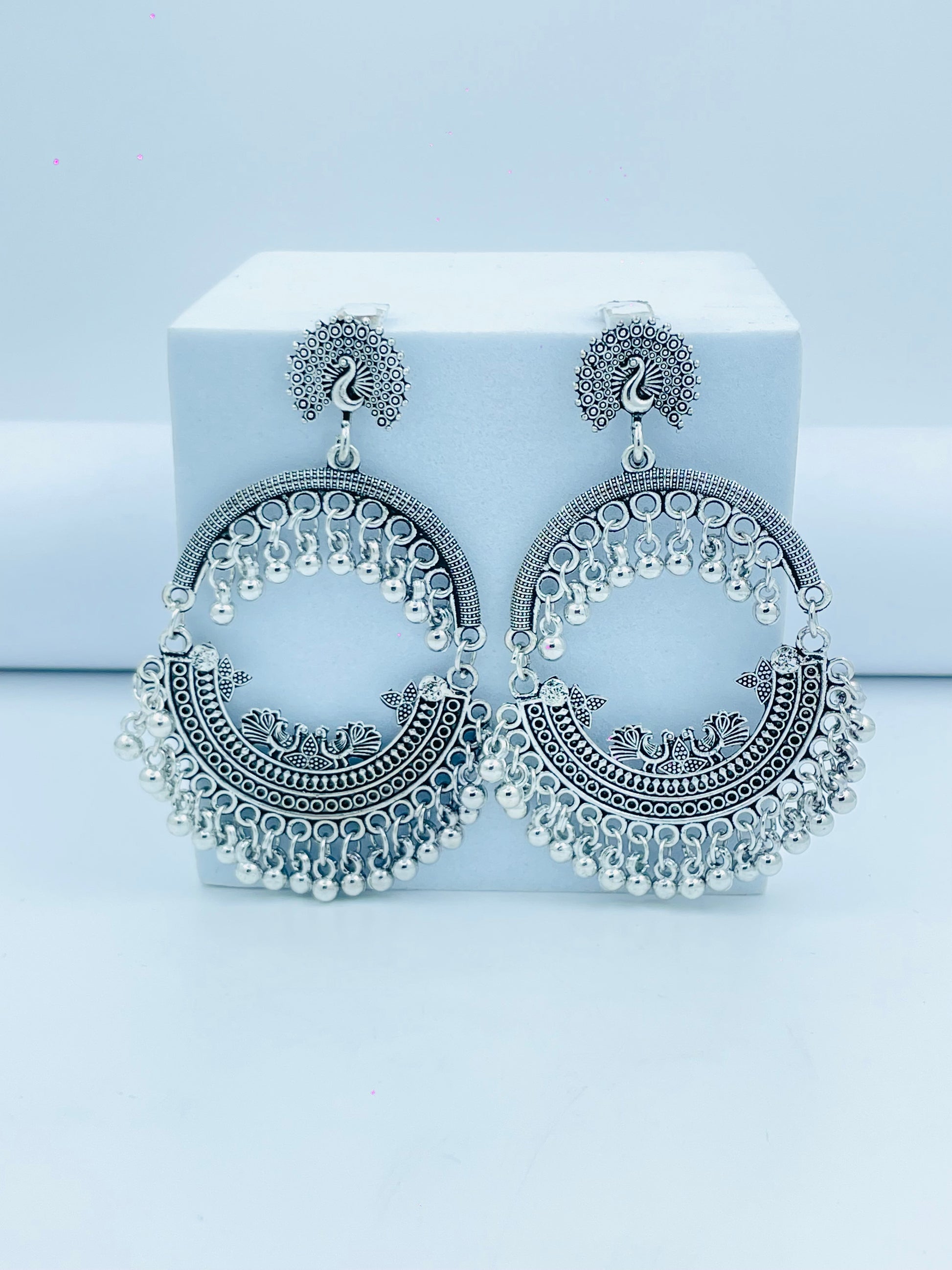 Stylish Silver Oxidized Jhumka Earrings for Women
