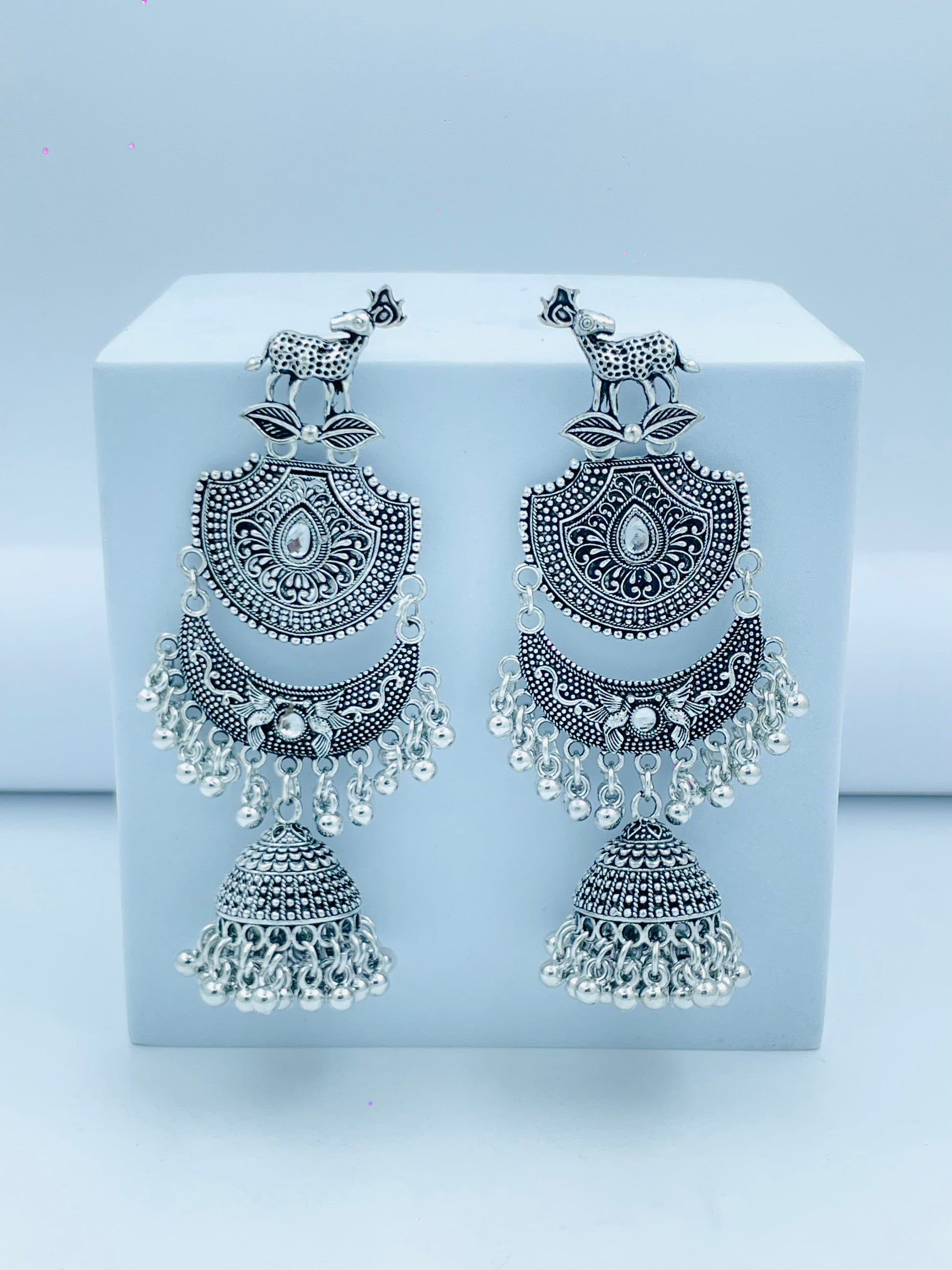 Elegant Traditional Silver Jhumka Earrings