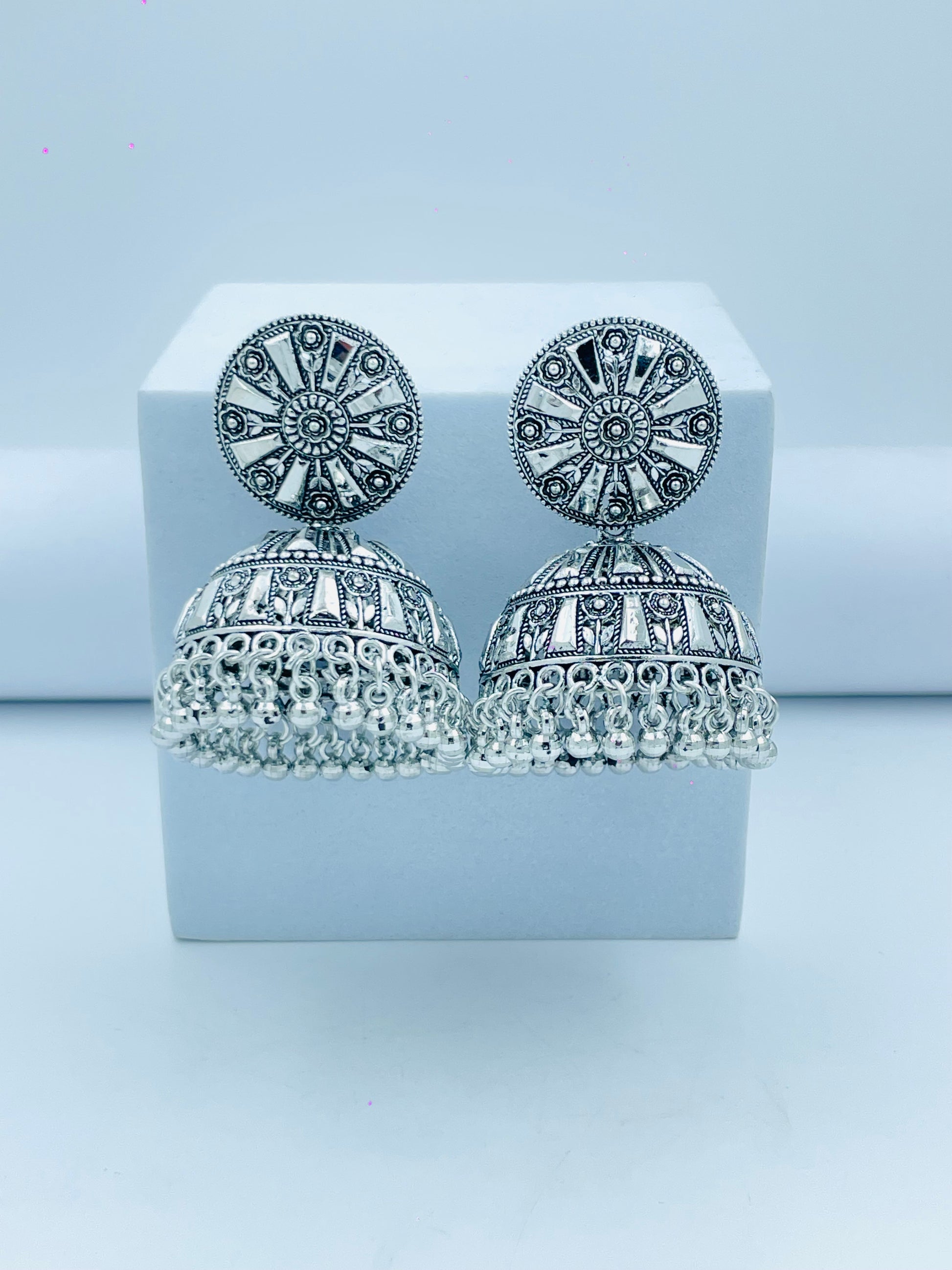 Antique Silver Jhumka Earrings  Traditional Indian Jewelry