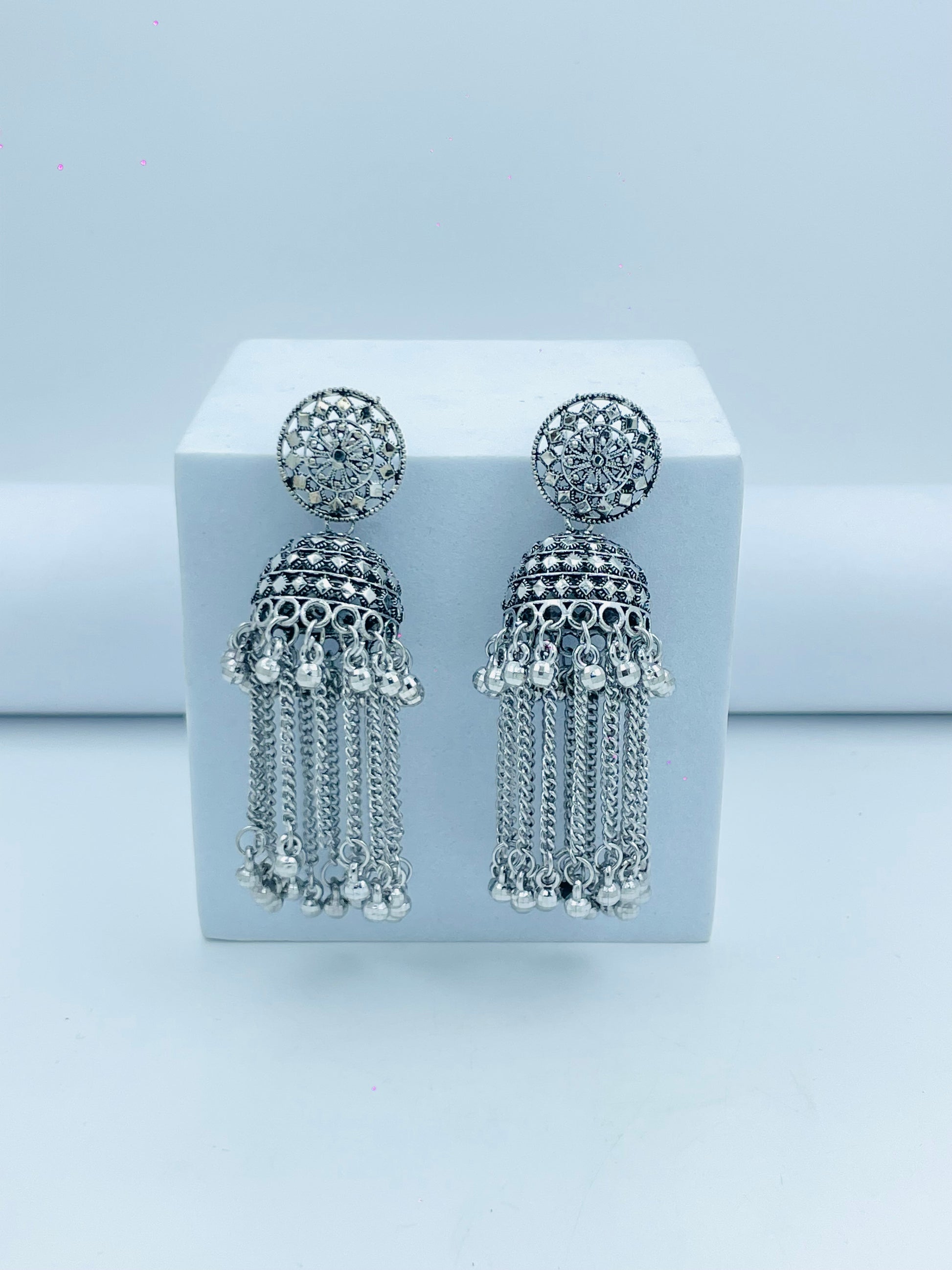 Elegant Silver Vintage Tassel Earrings