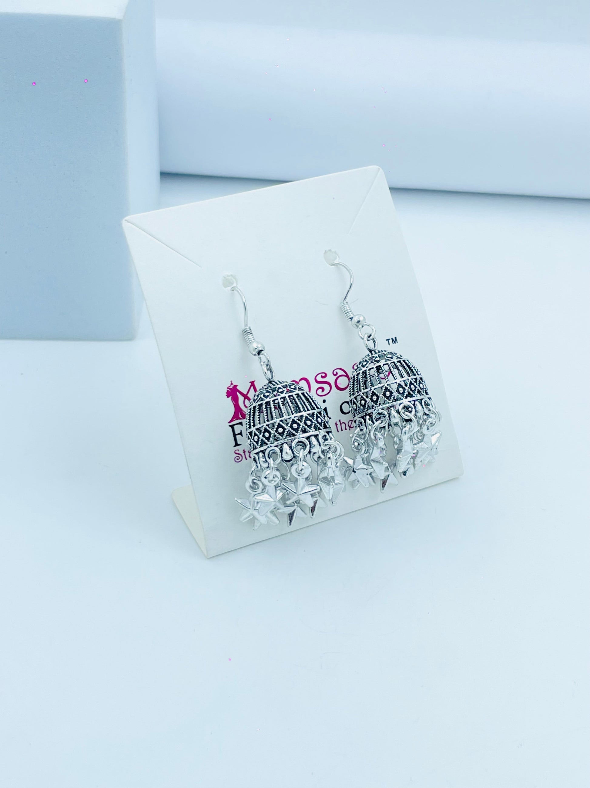 Elegant Silver Jhumka Earrings  Traditional Design