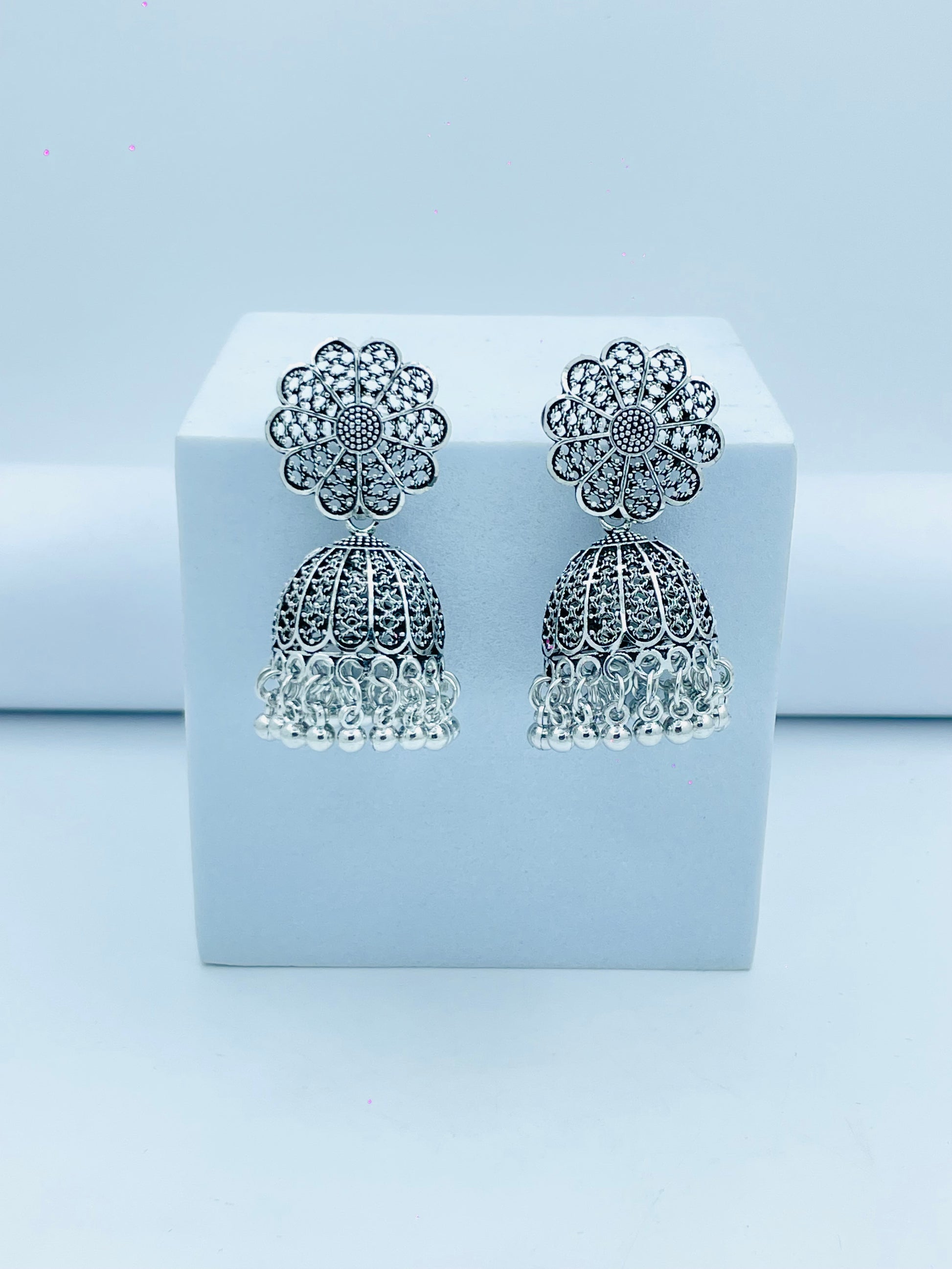 Elegant Silver Jhumka Earrings for Women