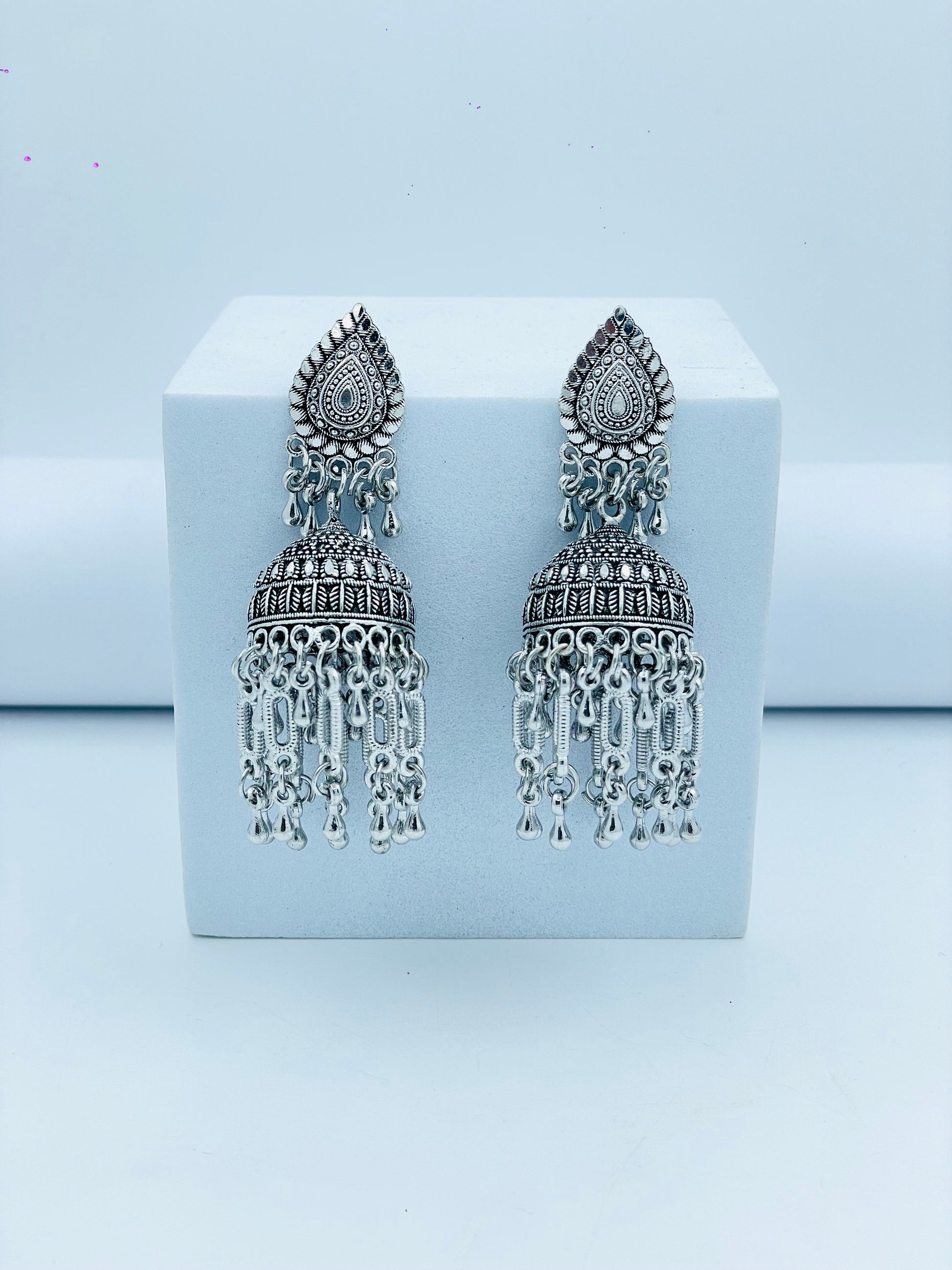 Antique Silver Jhumka Earrings  Traditional Elegance