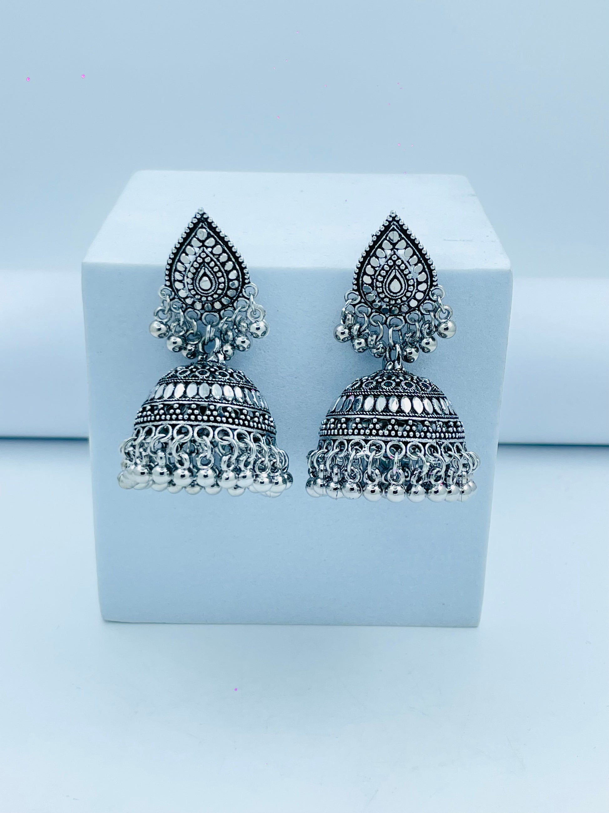 Elegant Traditional Silver Jhumka Earrings