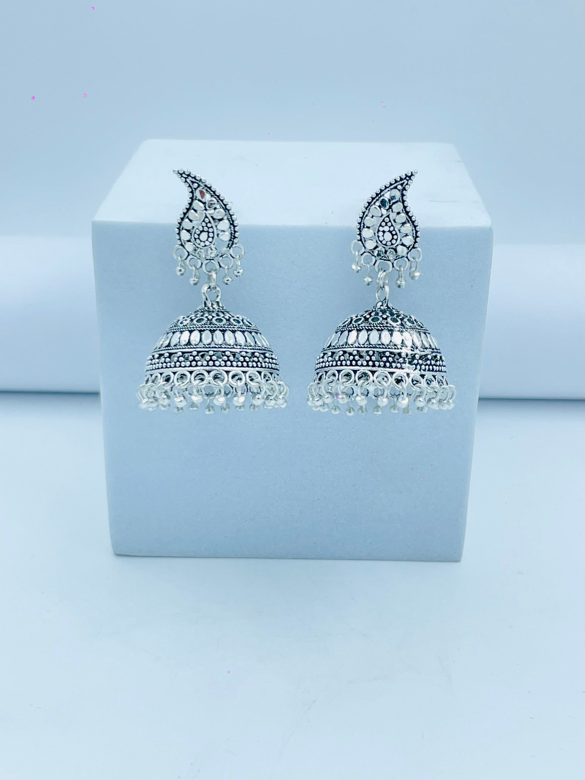 Elegant Silver Jhumka Earrings  Traditional Jewelry