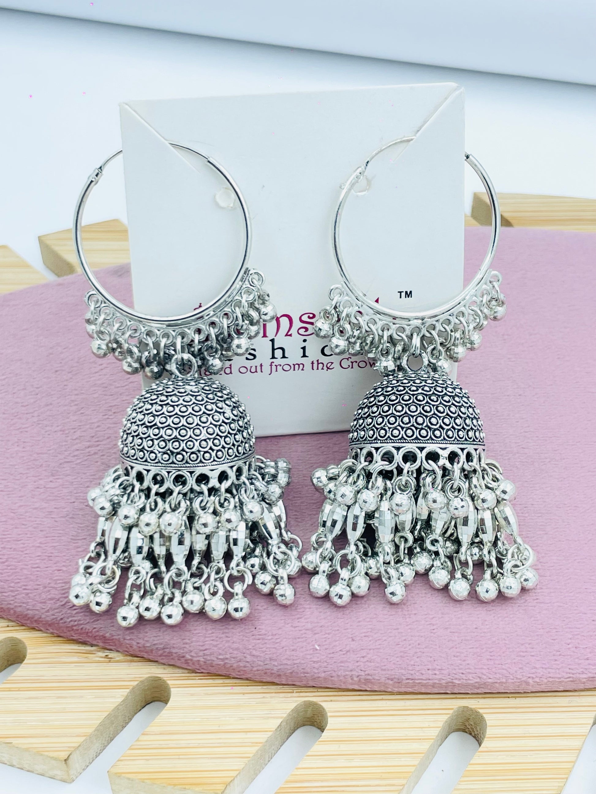 Elegant Silver Jhumka Hoop Earrings