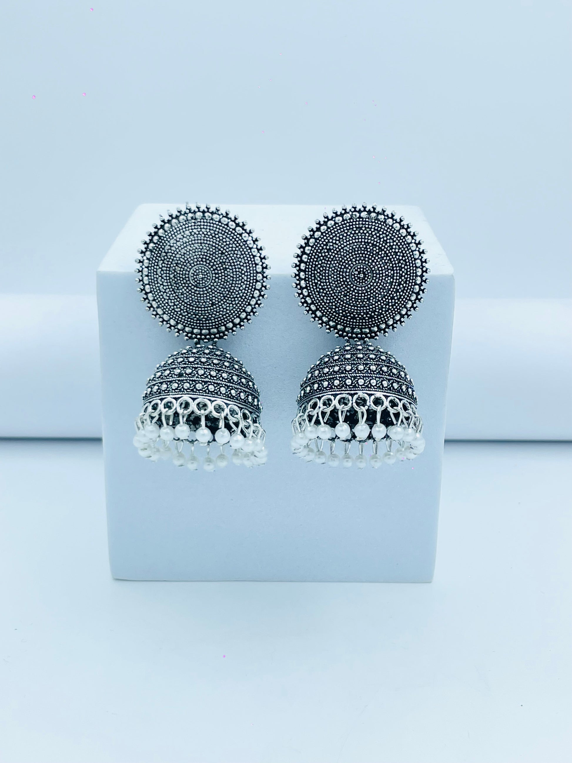 Elegant Oxidized Silver Jhumka Earrings for Women