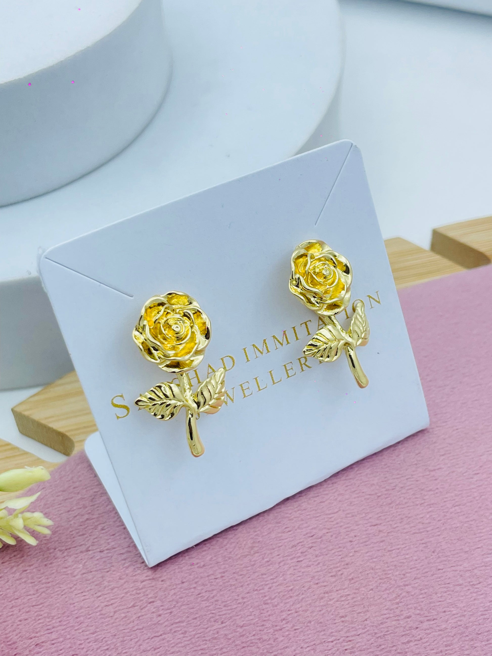 Elegant Rose Gold Floral Earrings
