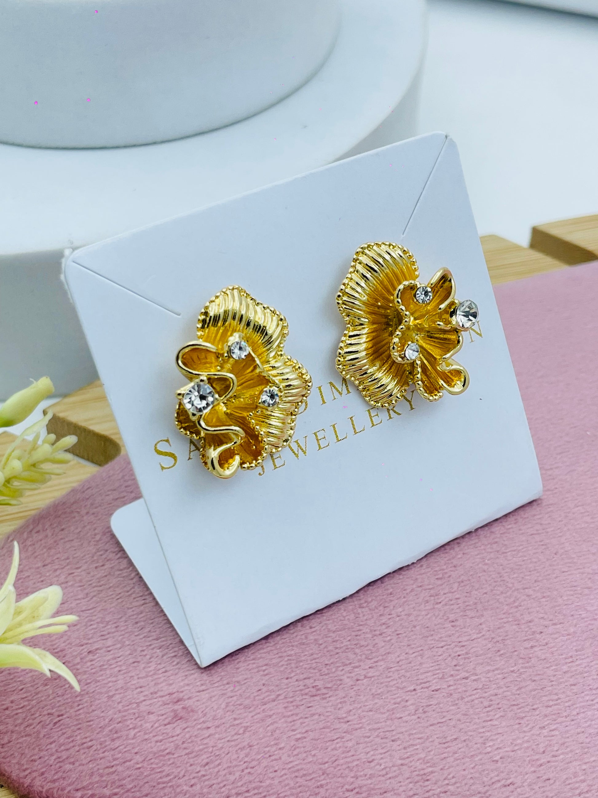 Elegant Gold Plated Floral Earrings  Perfect for Special Occasions