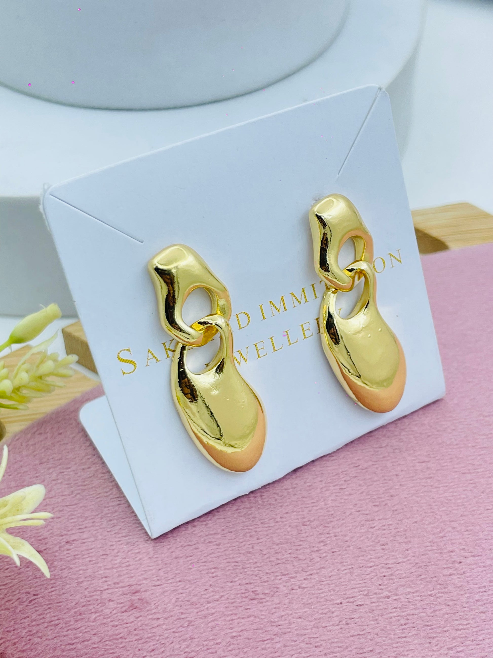 Elegant GoldTone Abstract Drop Earrings