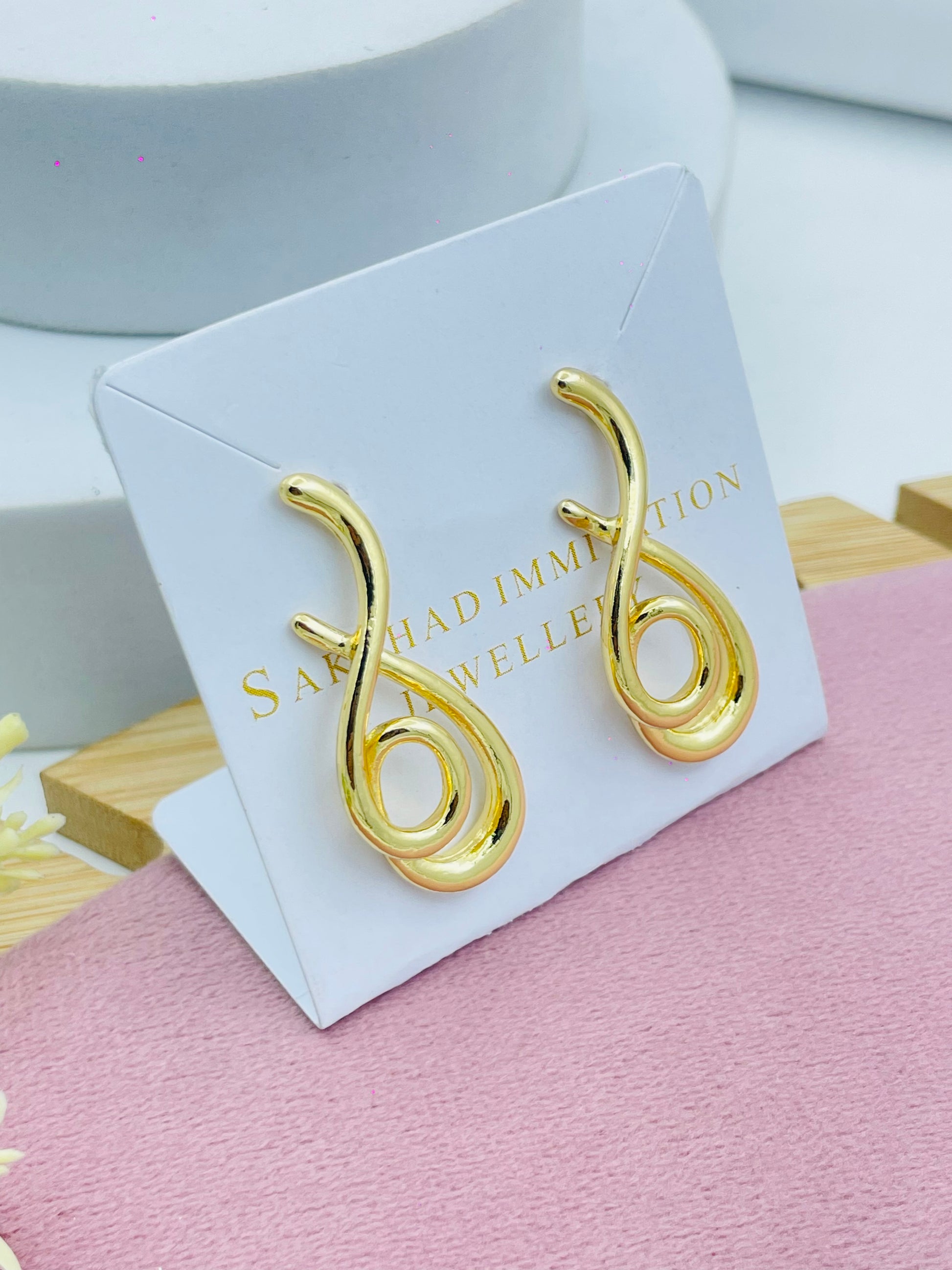 Stylish GoldTone Spiral Earrings  Elegant  Modern