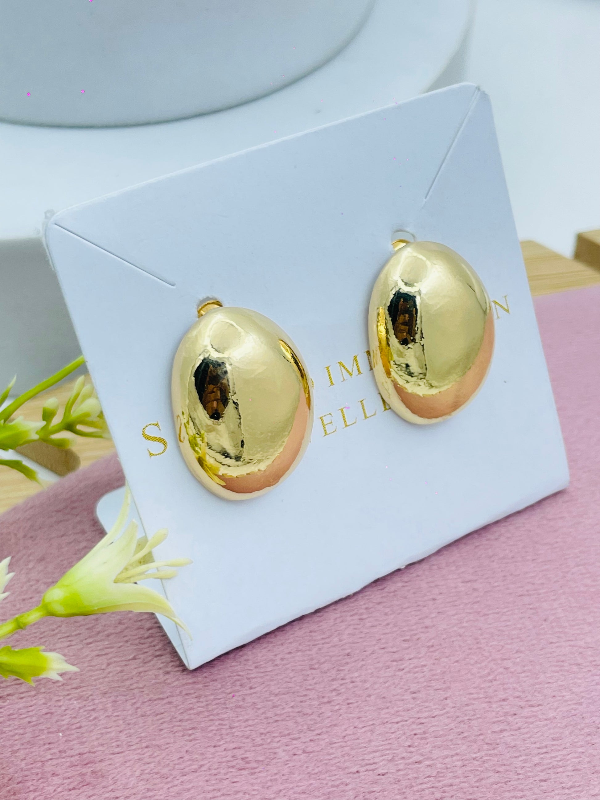 Elegant Gold Dome Stud Earrings