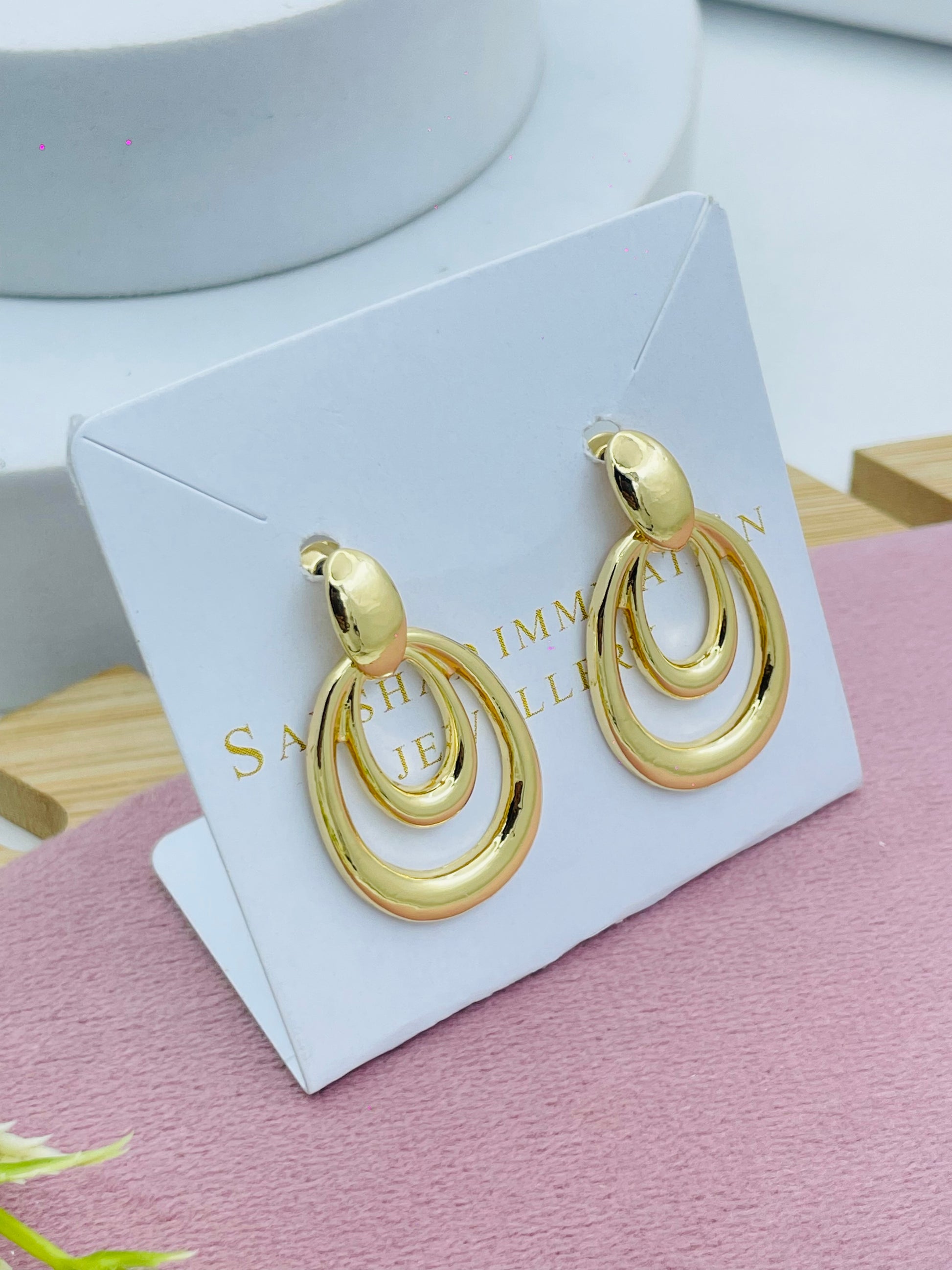 Elegant Gold Plated Double Hoop Earrings