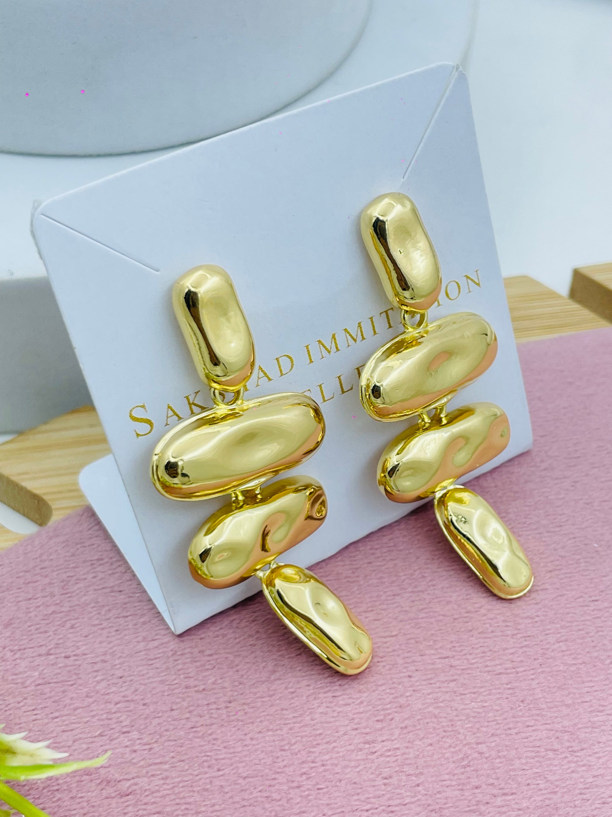 Stylish GoldPlated Abstract Earrings