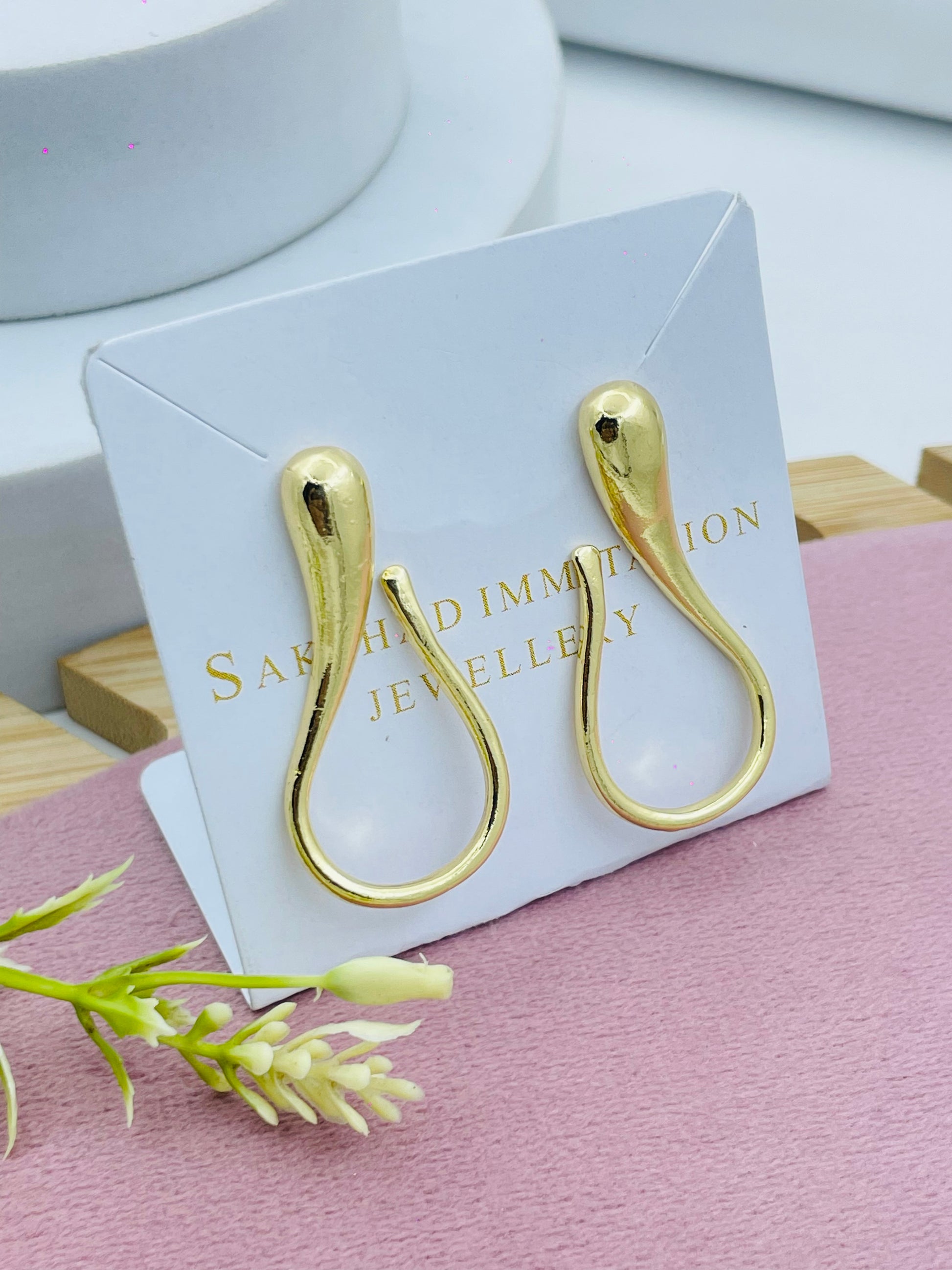 Elegant Gold Tone Teardrop Earrings  Sakhli Immitation Jewellery
