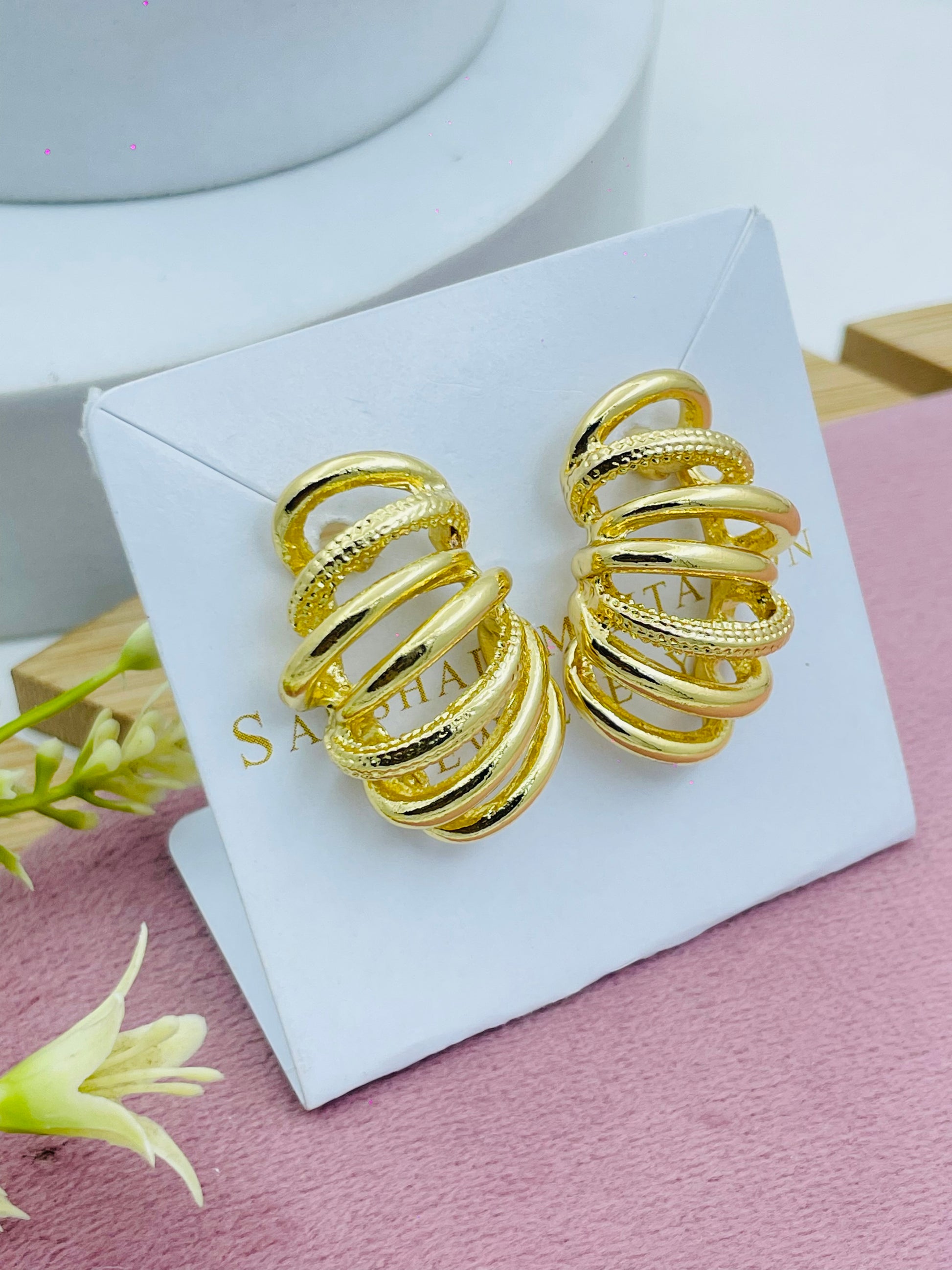 Stylish Gold Spiral Earrings  SACHAYAN