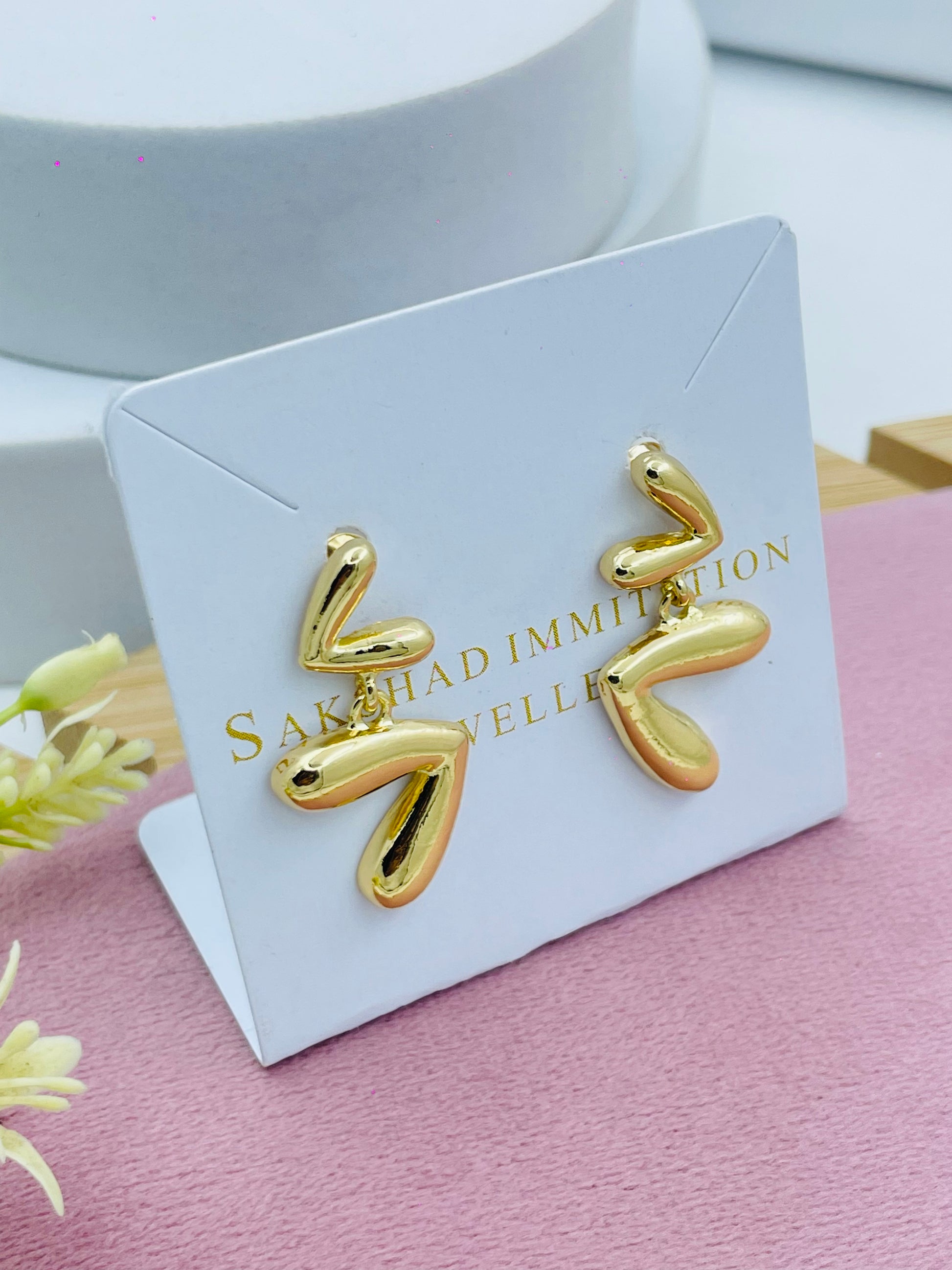 GoldTone Abstract Earrings  Stylish Fashion Jewelry