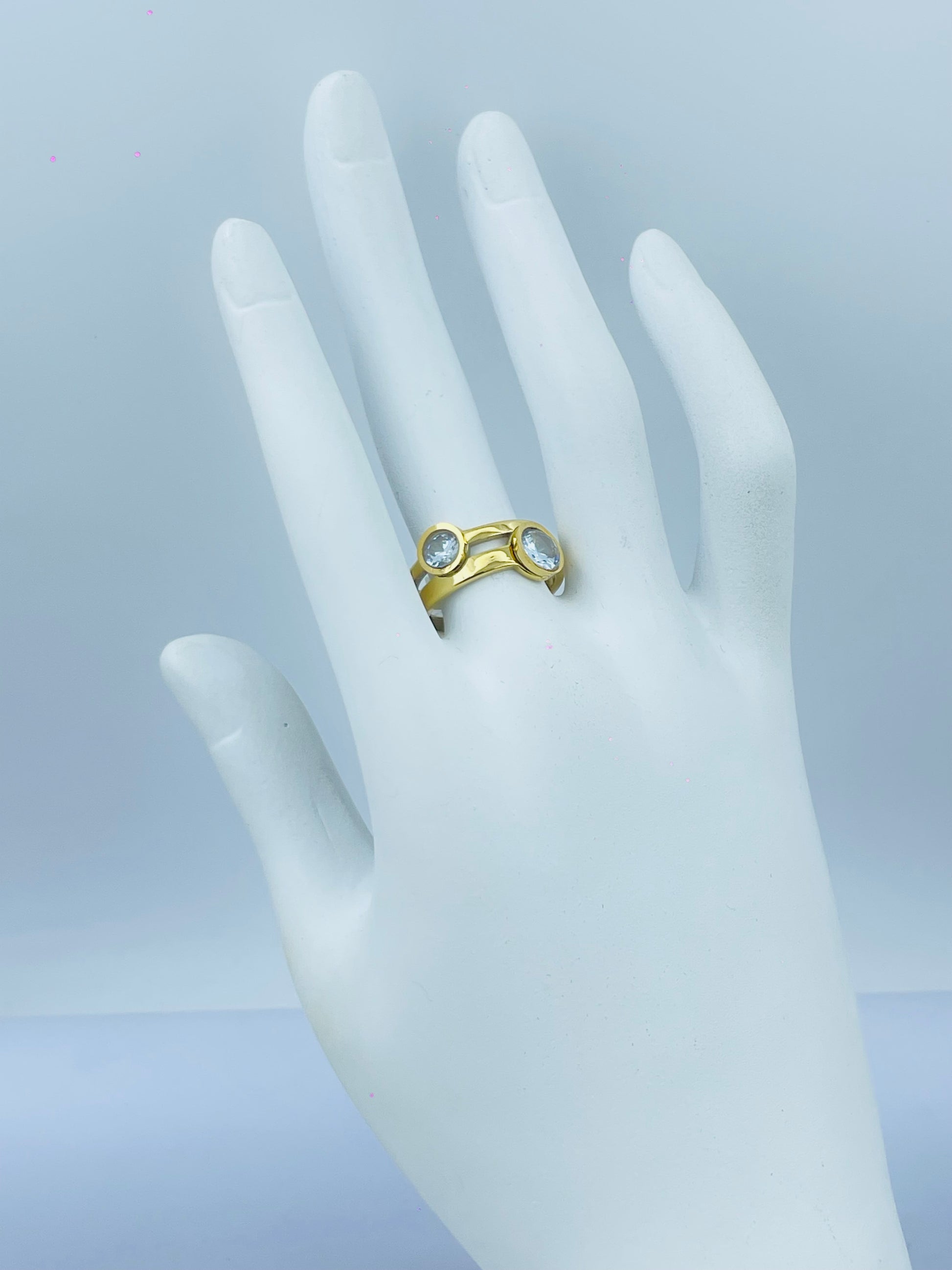 Elegant Gold Double Gemstone Ring