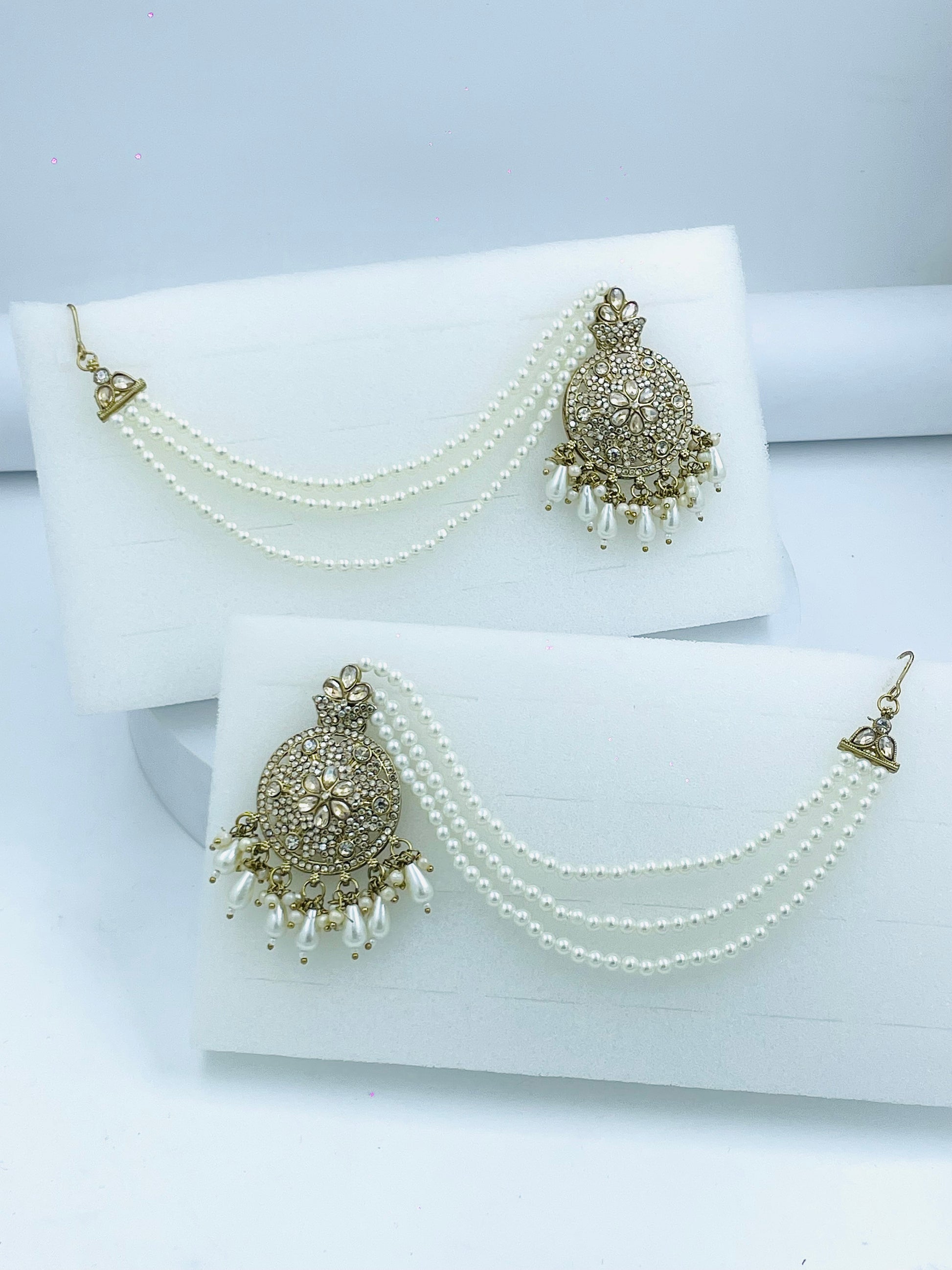 Elegant Jhumka Earrings with Pearl Strings