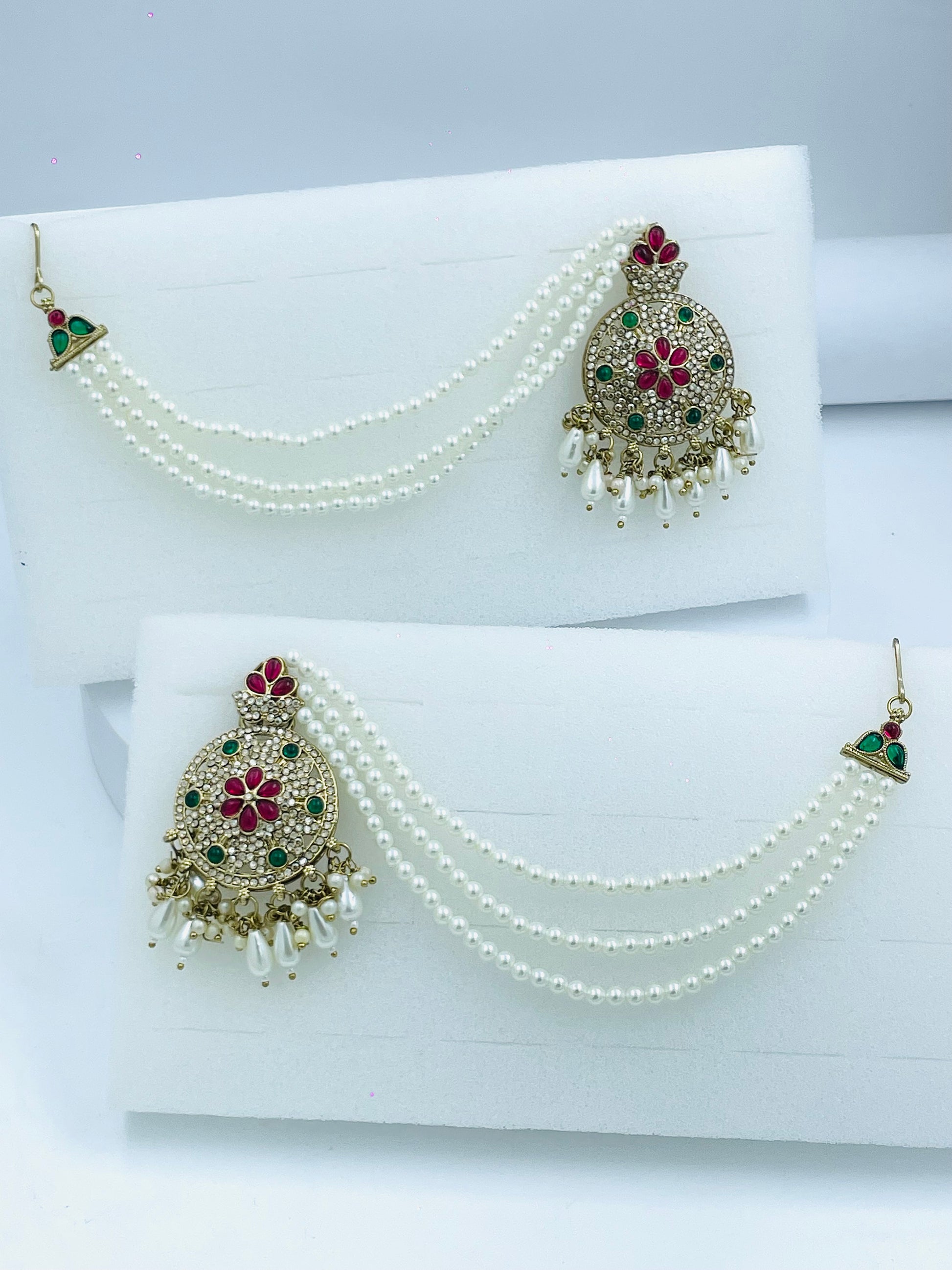 Elegant Traditional Pearl and Stone Earrings