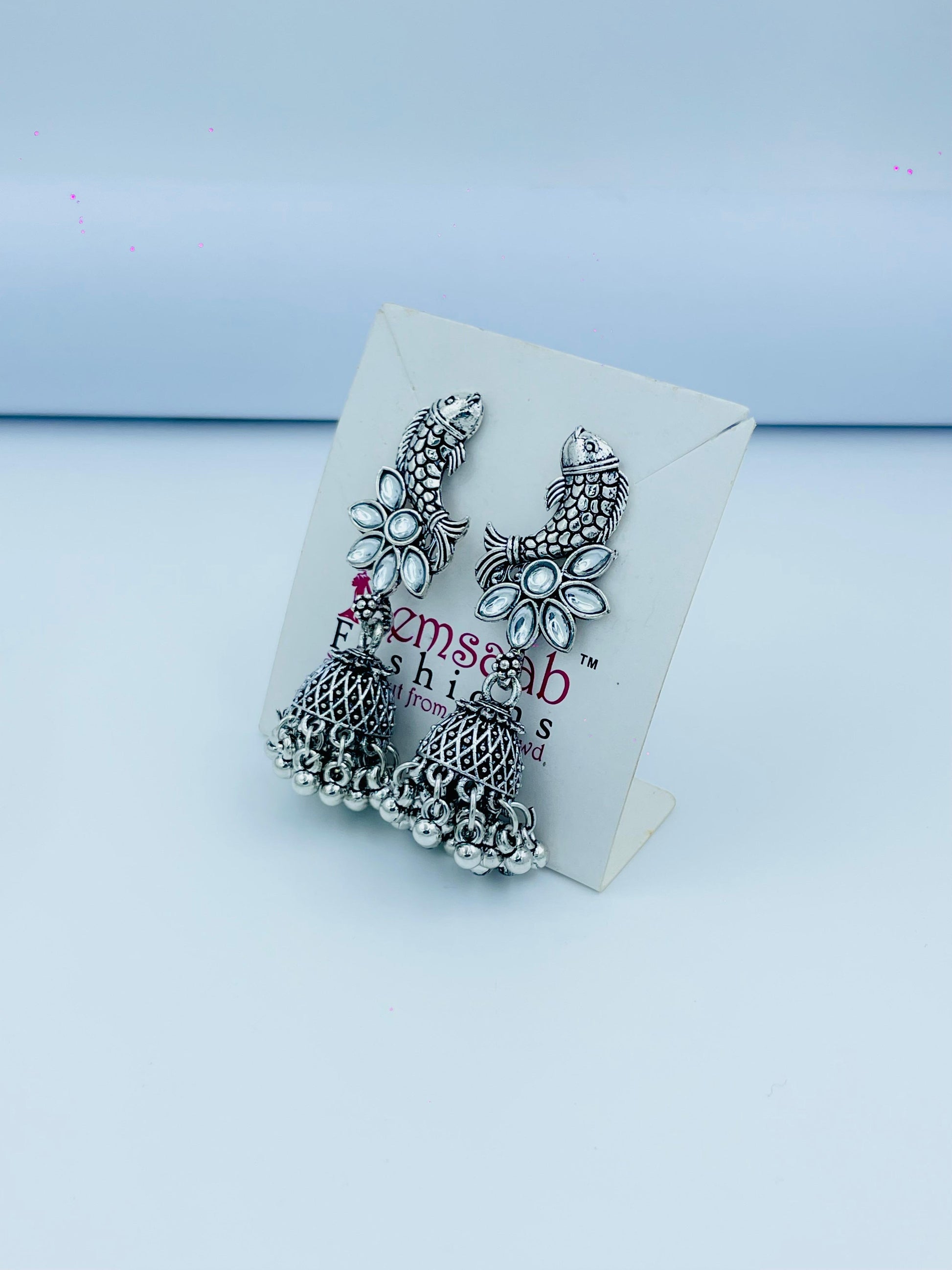 Oxidized Fish Design Jhumka Earrings – Tribal Boho Style