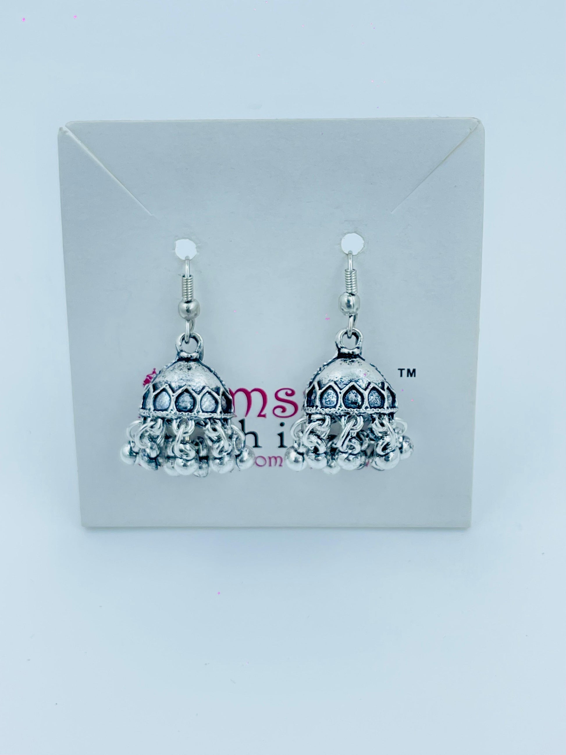 Oxidized Silver Jhumka Earrings for Women – Ethnic Dome Design with Ghungroo