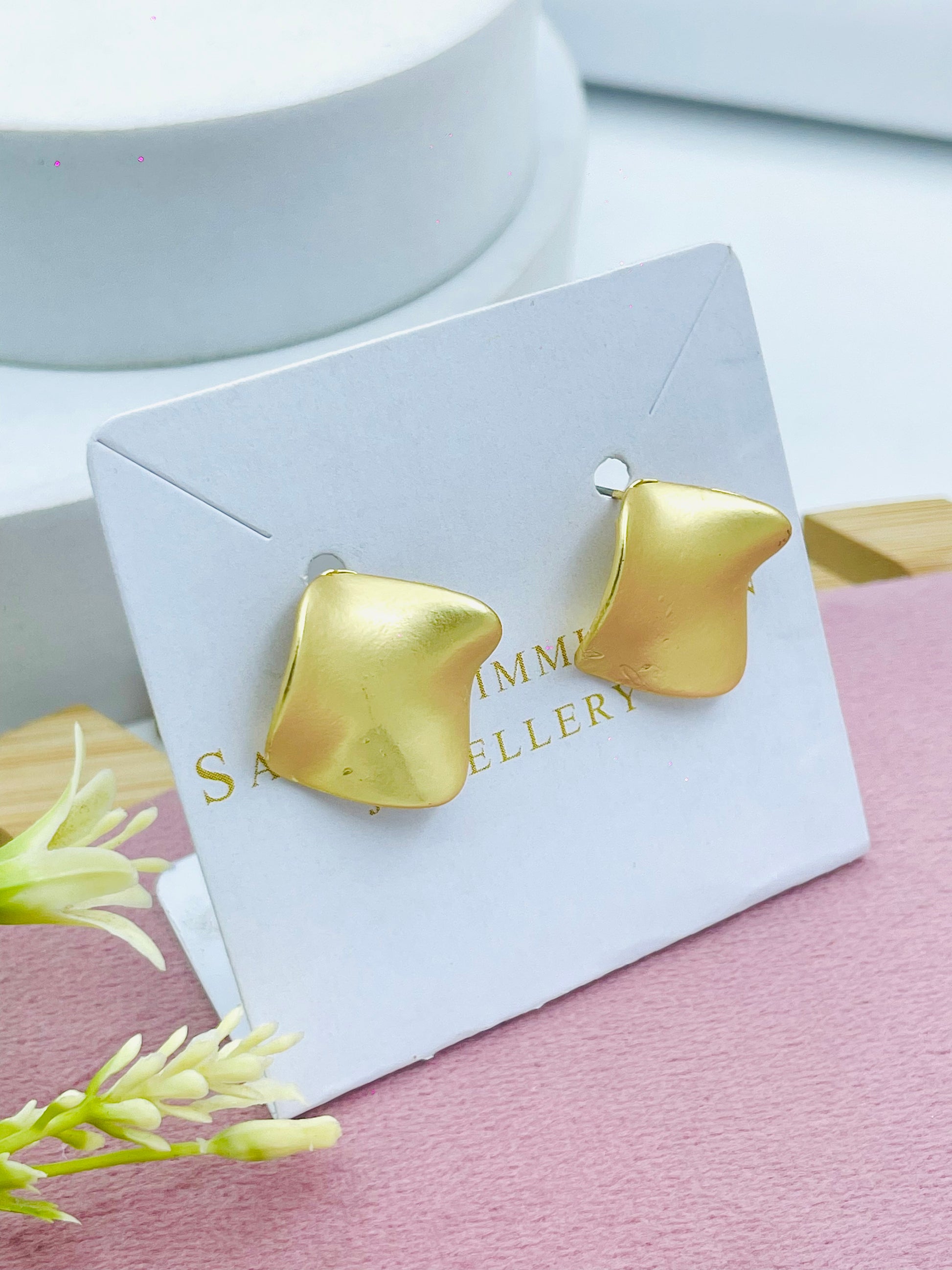 Elegant Gold Tone Abstract Earrings