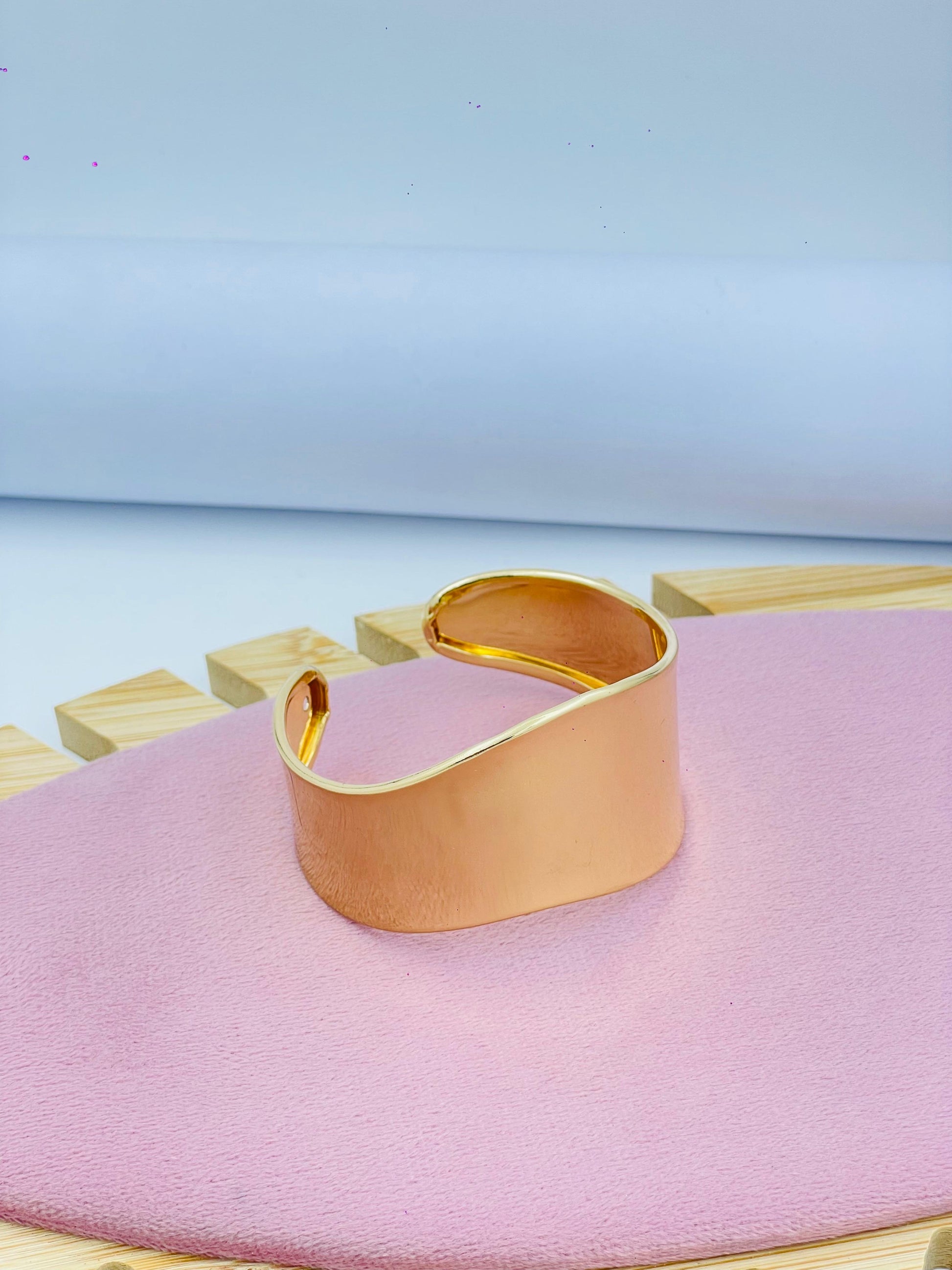 Gold Plated Wide Cuff Bracelet | Stylish Fashion Jewelry