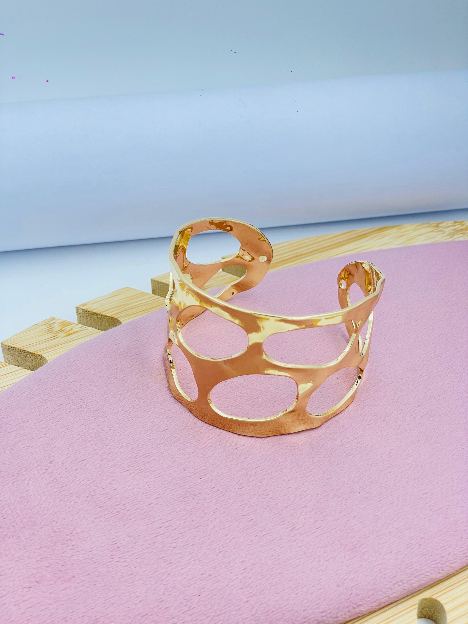 Gold Plated Open Circle Cuff Bracelet | Trendy Jewelry Piece