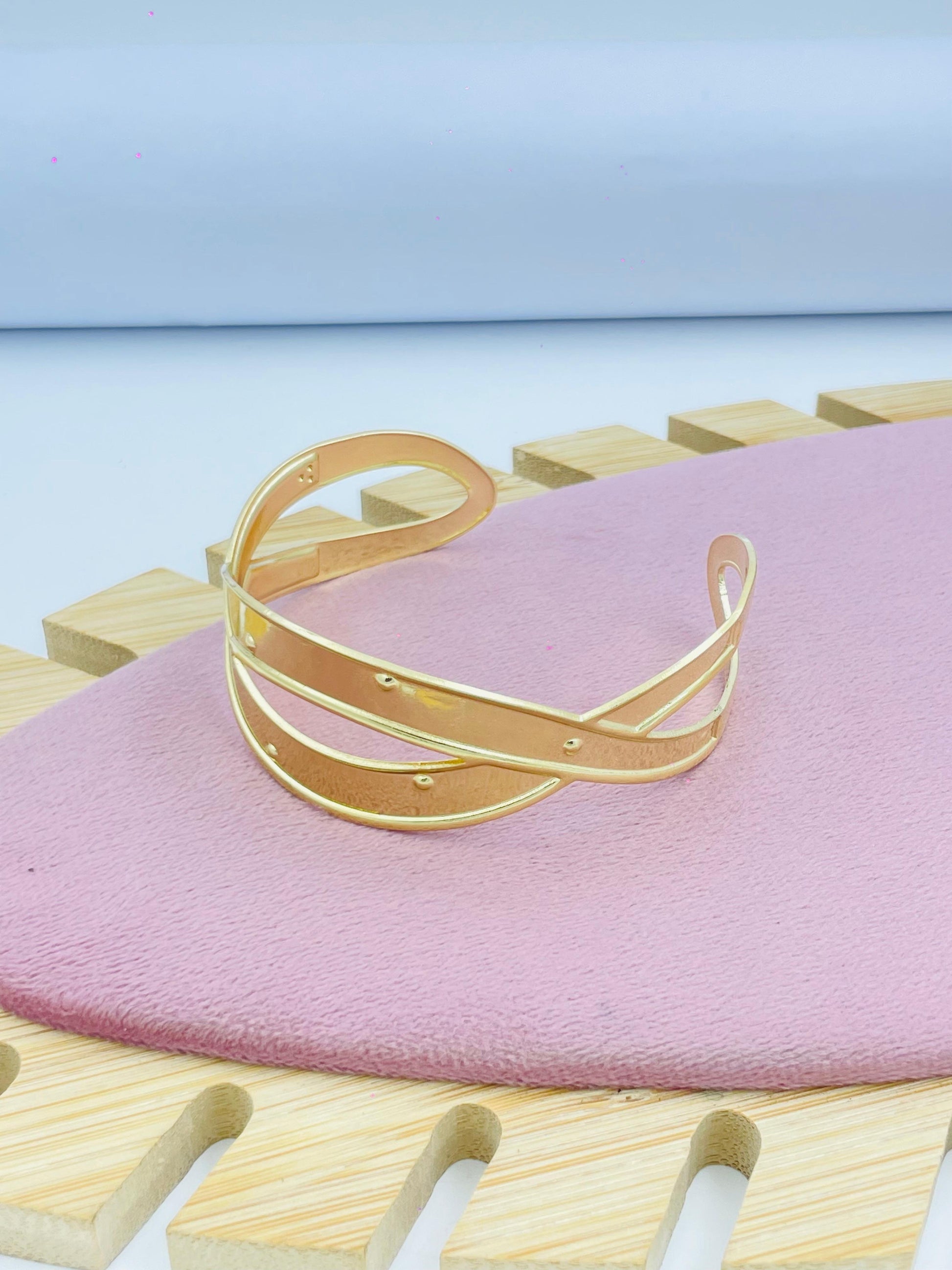 Stylish GoldTone Cuff Bracelet for Women