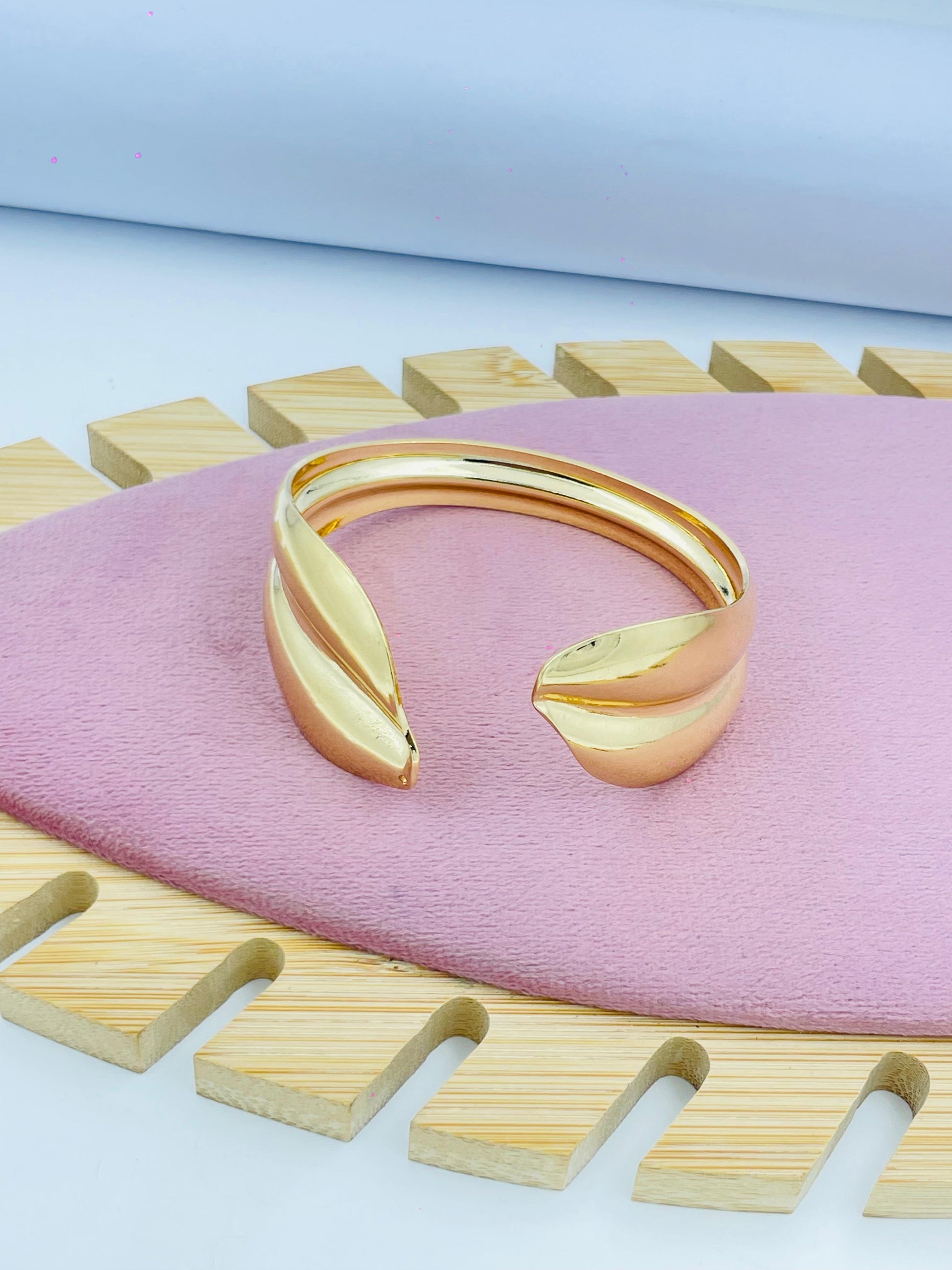 Stylish GoldTone Open Cuff Bracelet  Modern Design