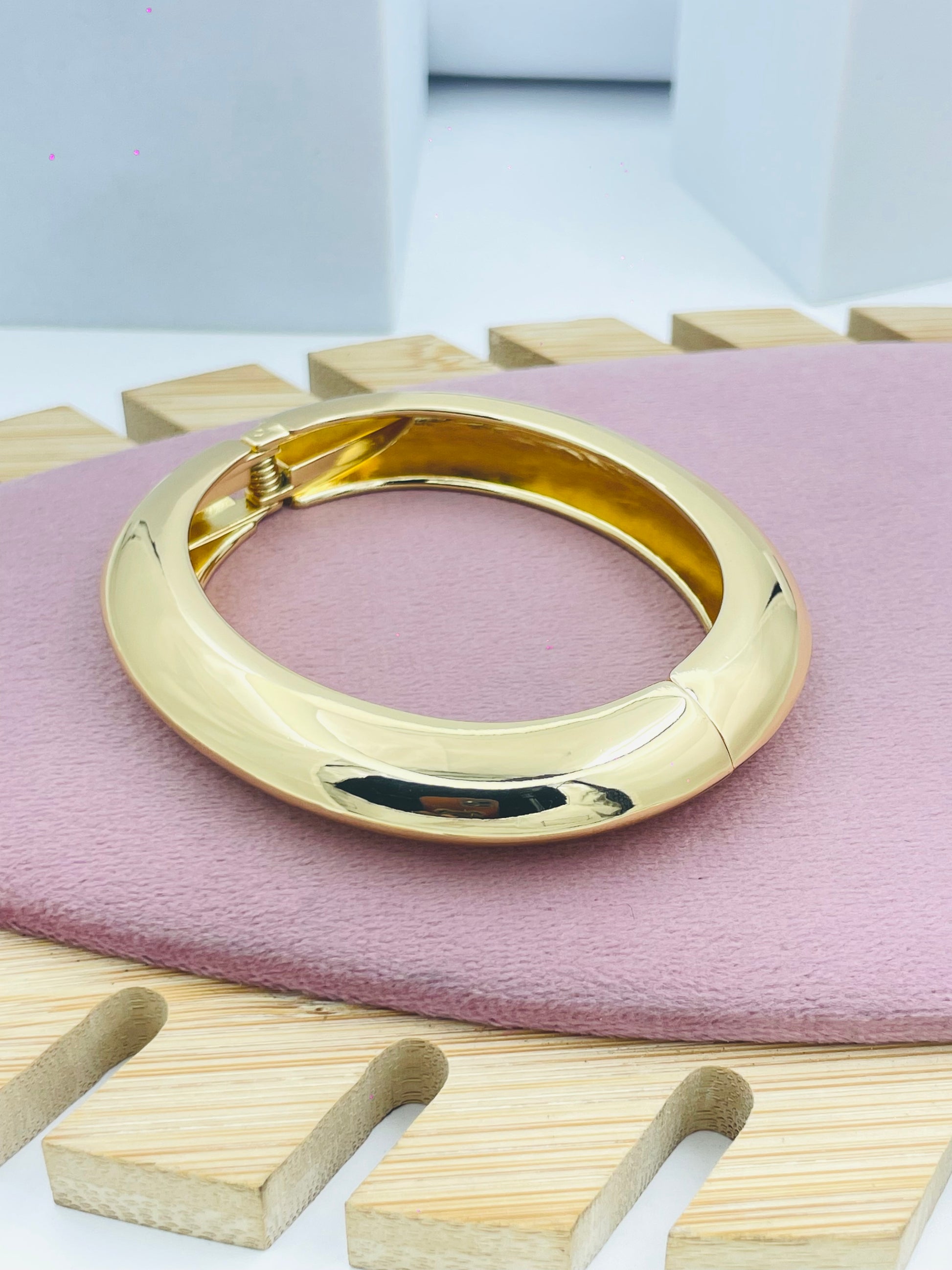 Classic Dome Gold-Plated Bangle | Timeless Elegant Bracelet