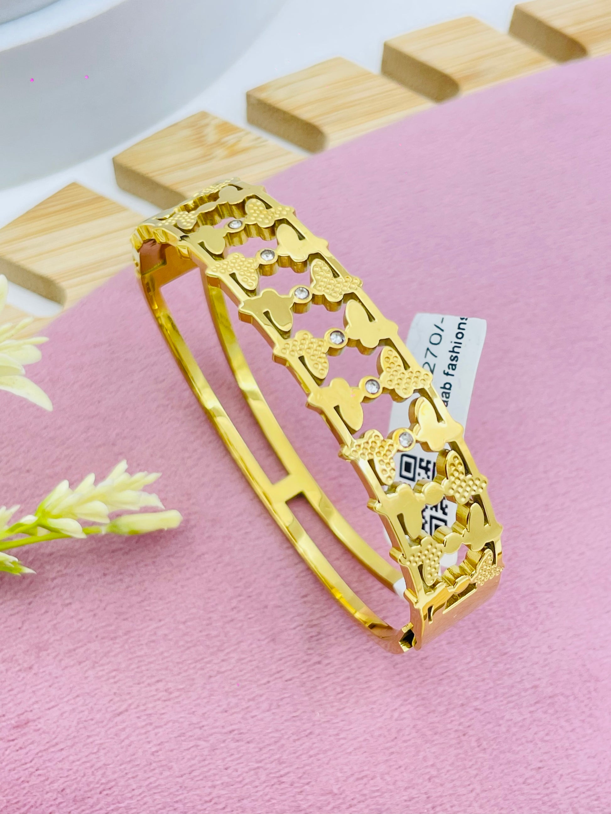 Elegant Gold Plated Butterfly Bangle