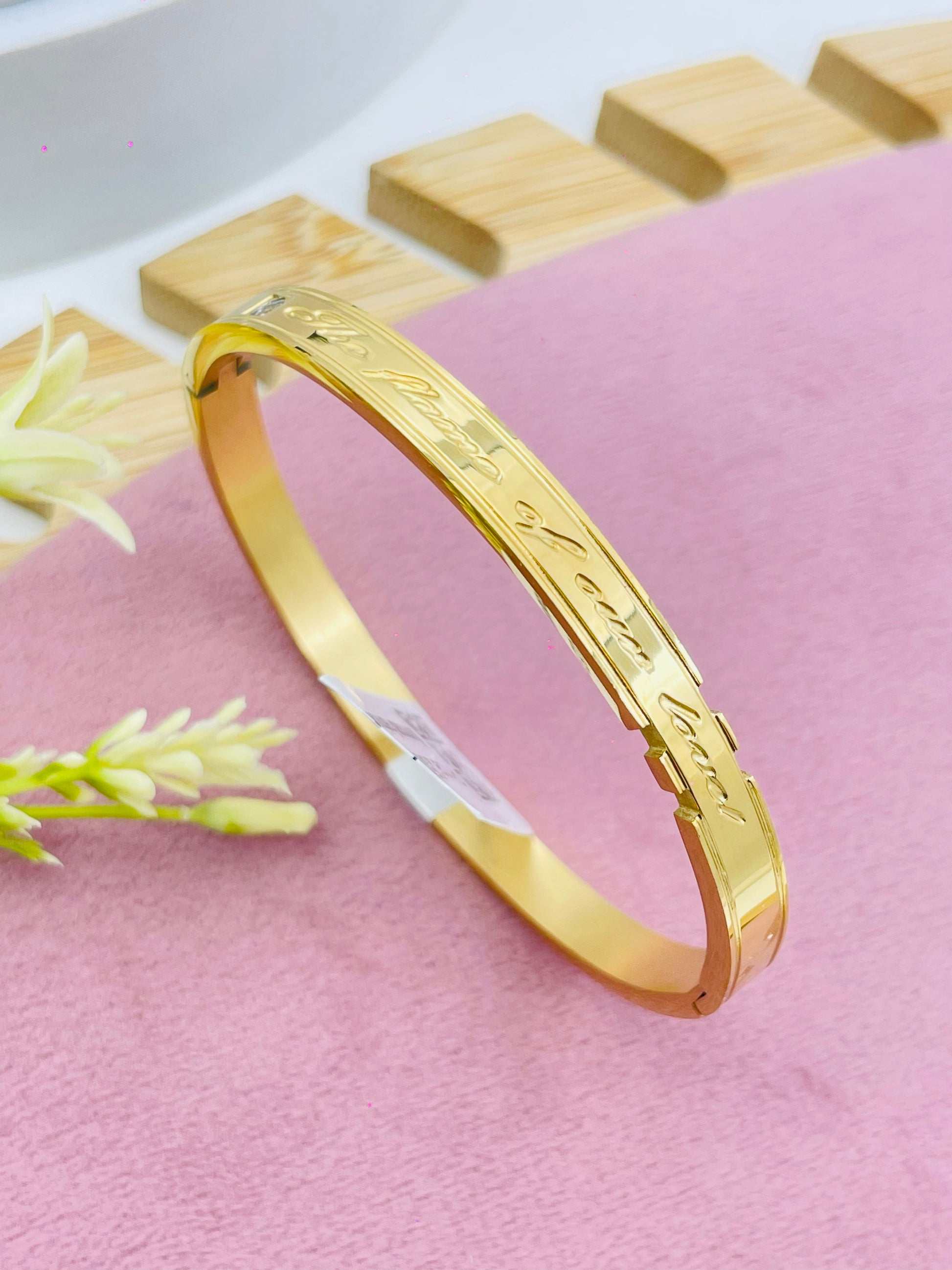 Elegant GoldPlated Engraved Bracelet
