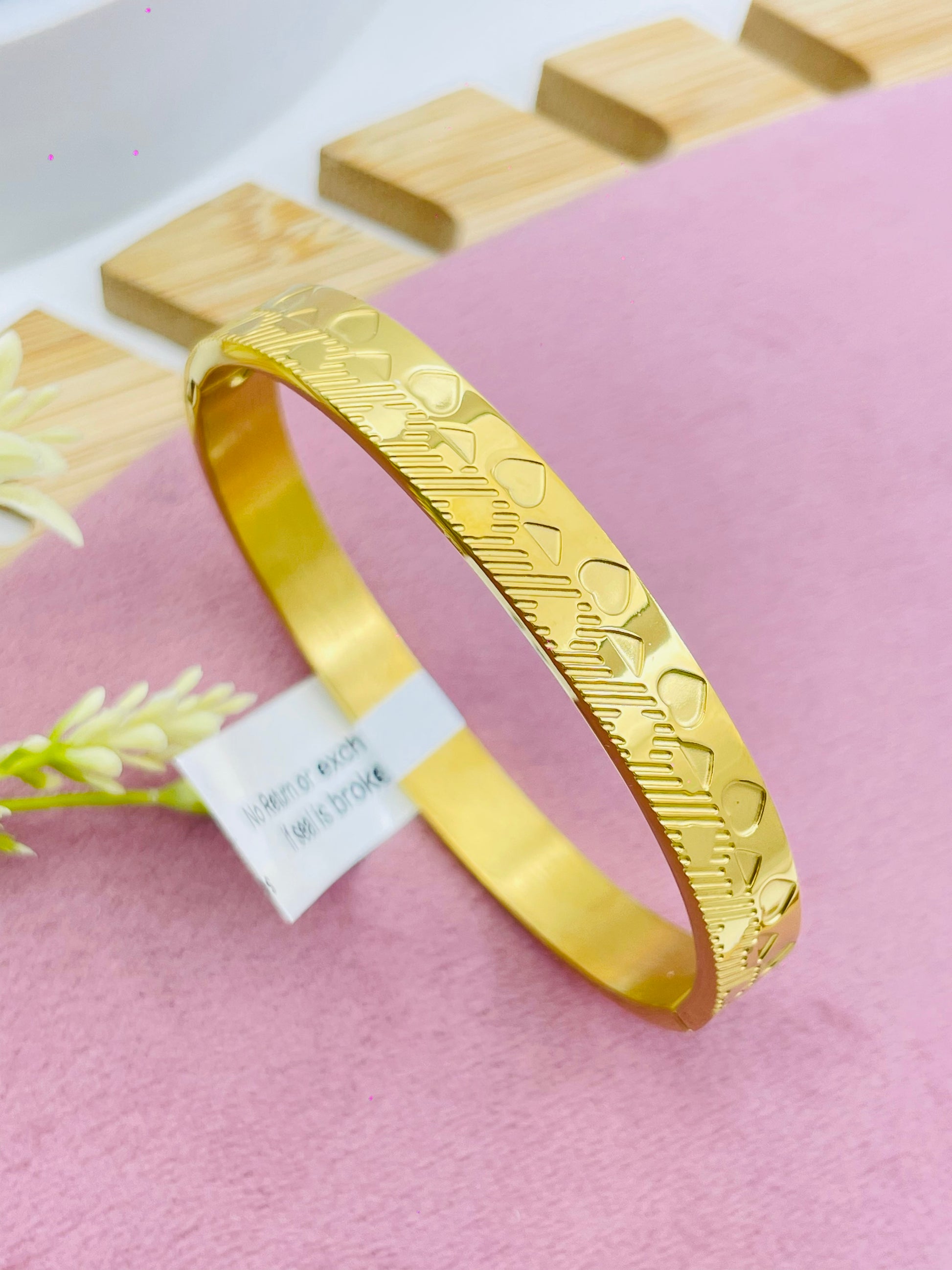 Elegant Gold Plated Engraved Bangle for Women